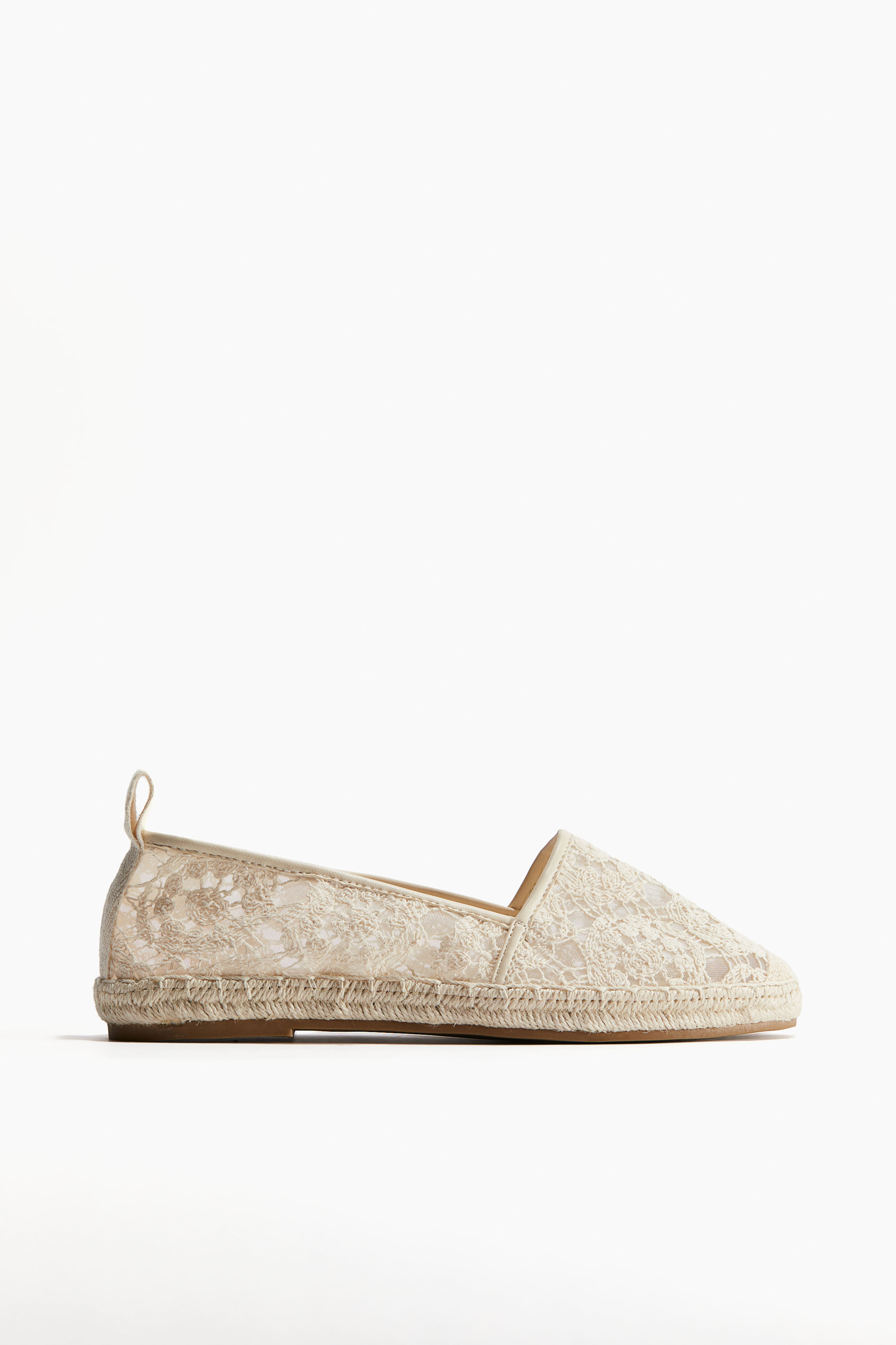 Embellished Mesh Espadrilles Cream Ladies H M US