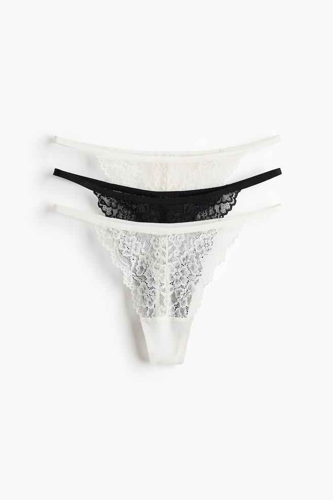 3-pack lace tanga thong briefs - White/Black/Burgundy/Black/Brown/White/Light brown/White/Light pink/Black/White/Burgundy/Light pink/White/White/Light pink/Black/White/Light beige/Blue/Powder pink - 1