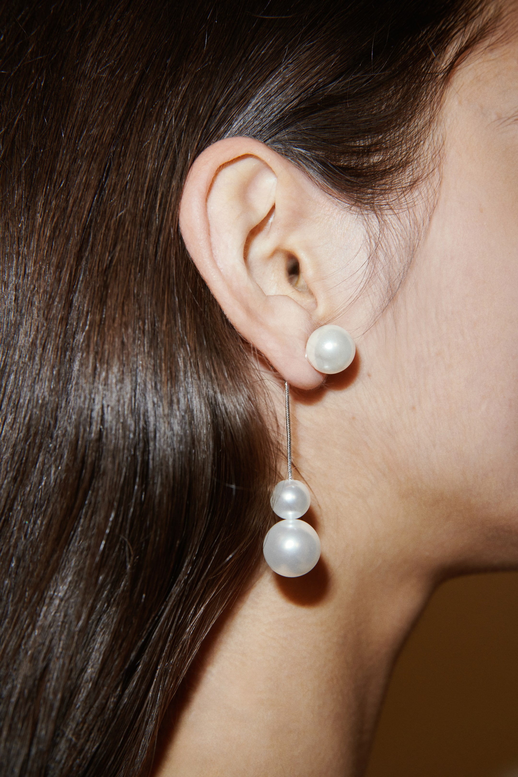 View larger image: Pendant bead earrings - White/Silver-coloured | H&M GB 2