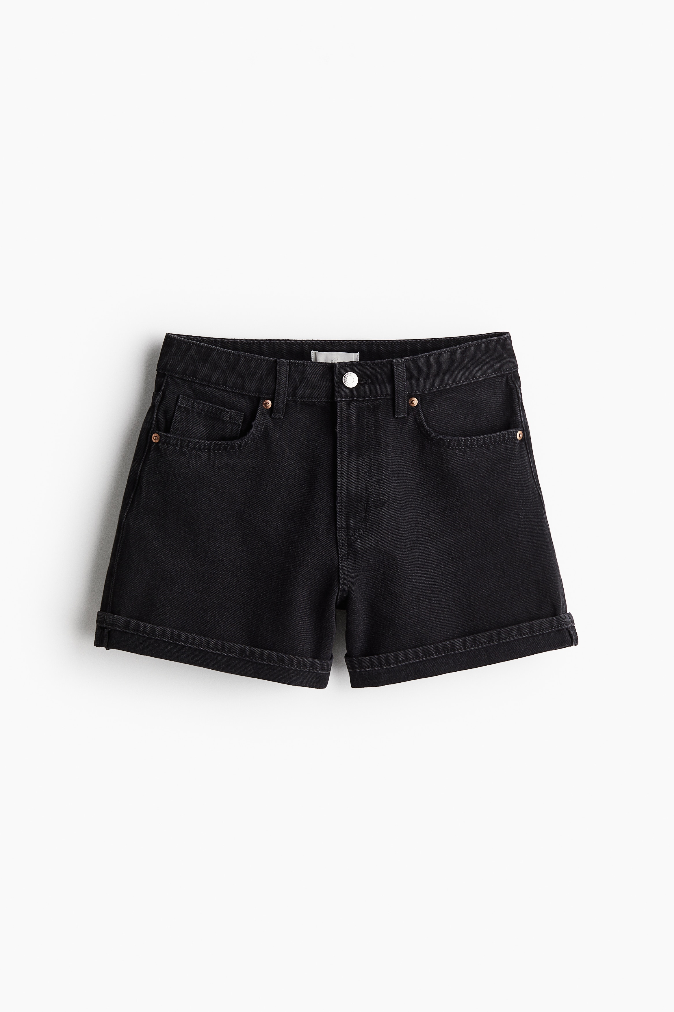 High-waisted denim shorts - Dark grey/Denim blue/Light denim blue