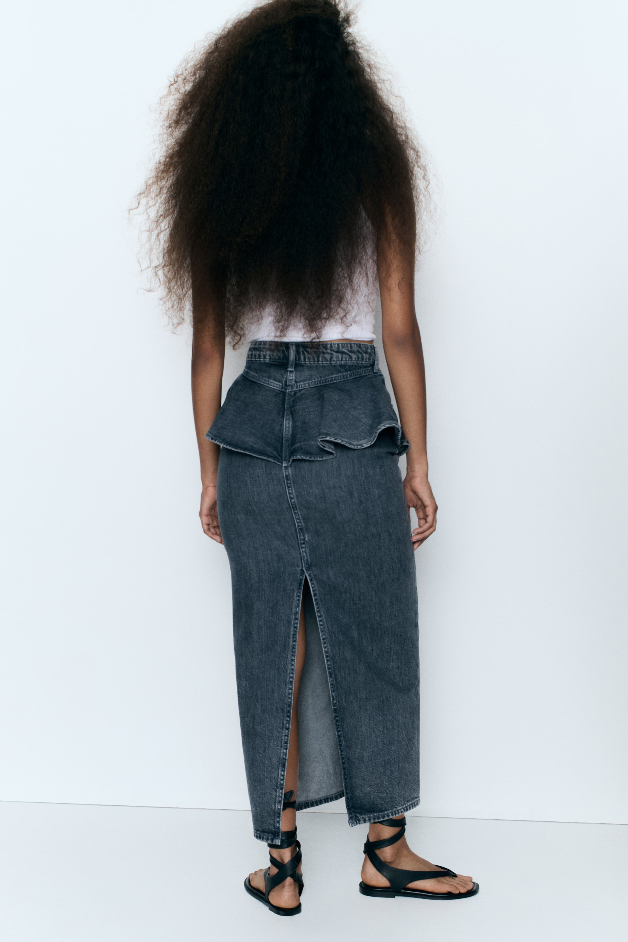 Flounced Denim Skirt