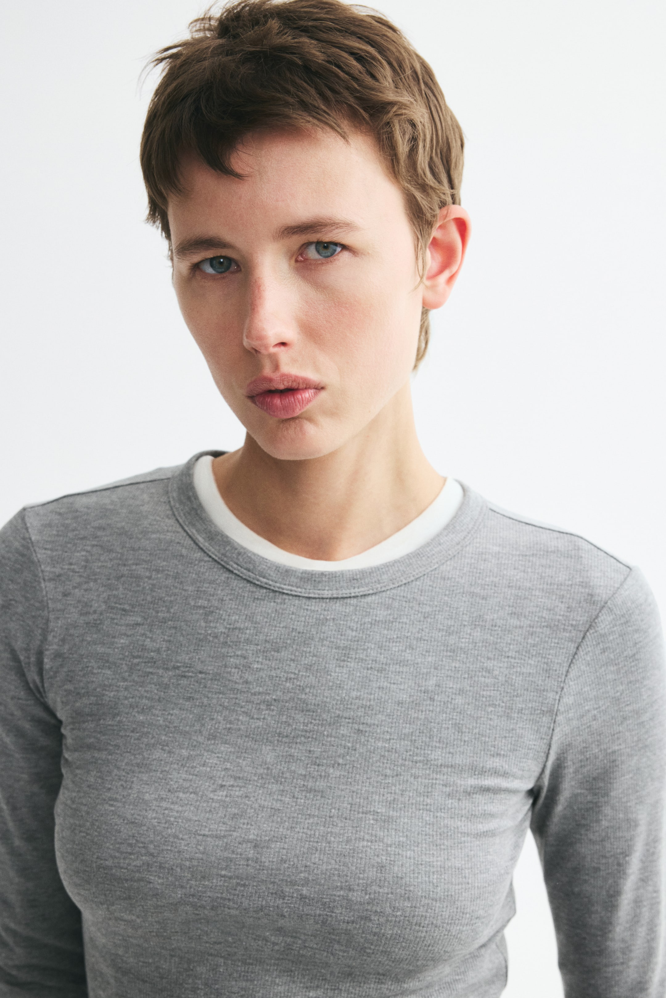 Long-Sleeved Ribbed Top
