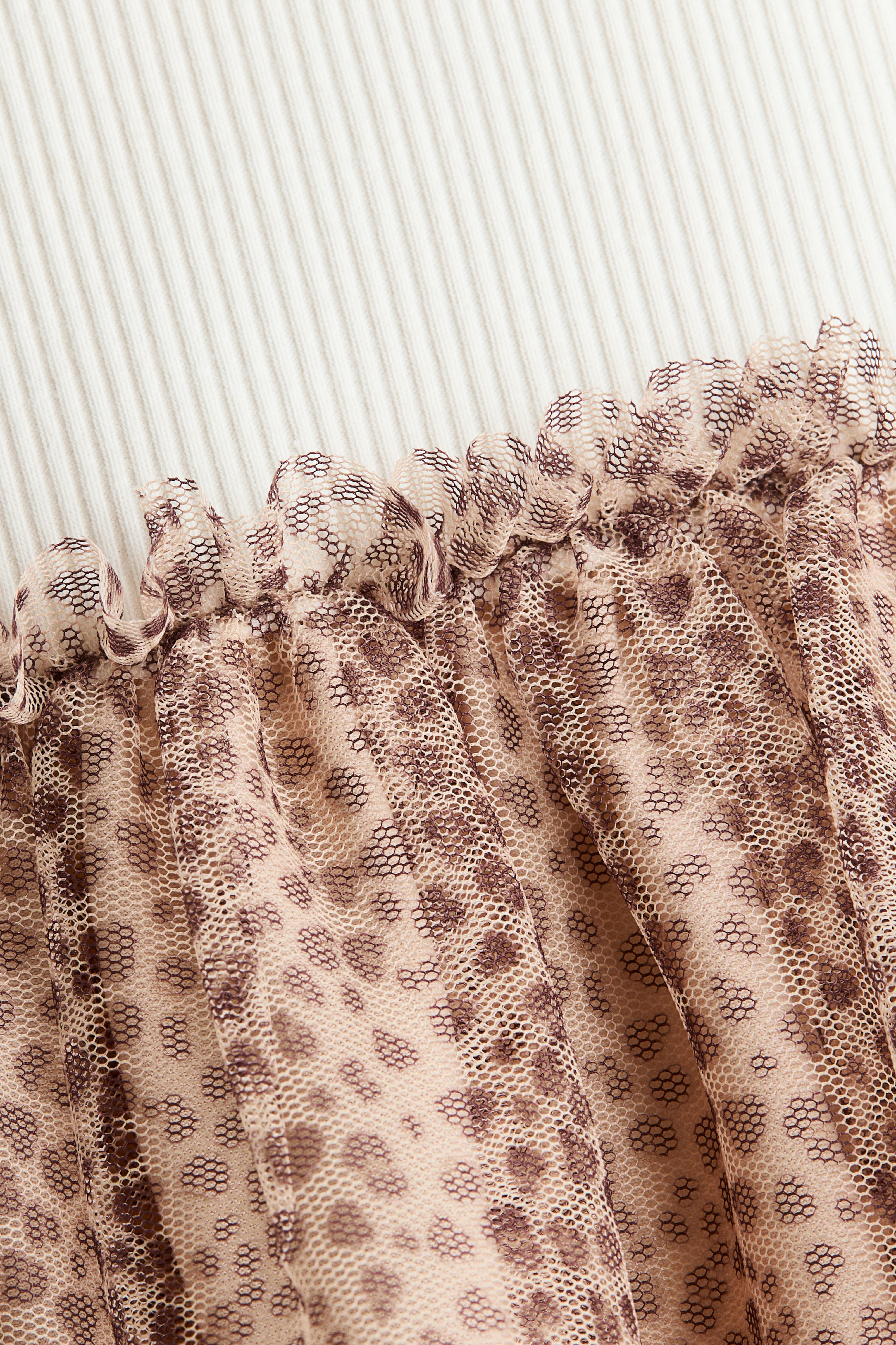 Print-Motif Tulle-Skirt Dress