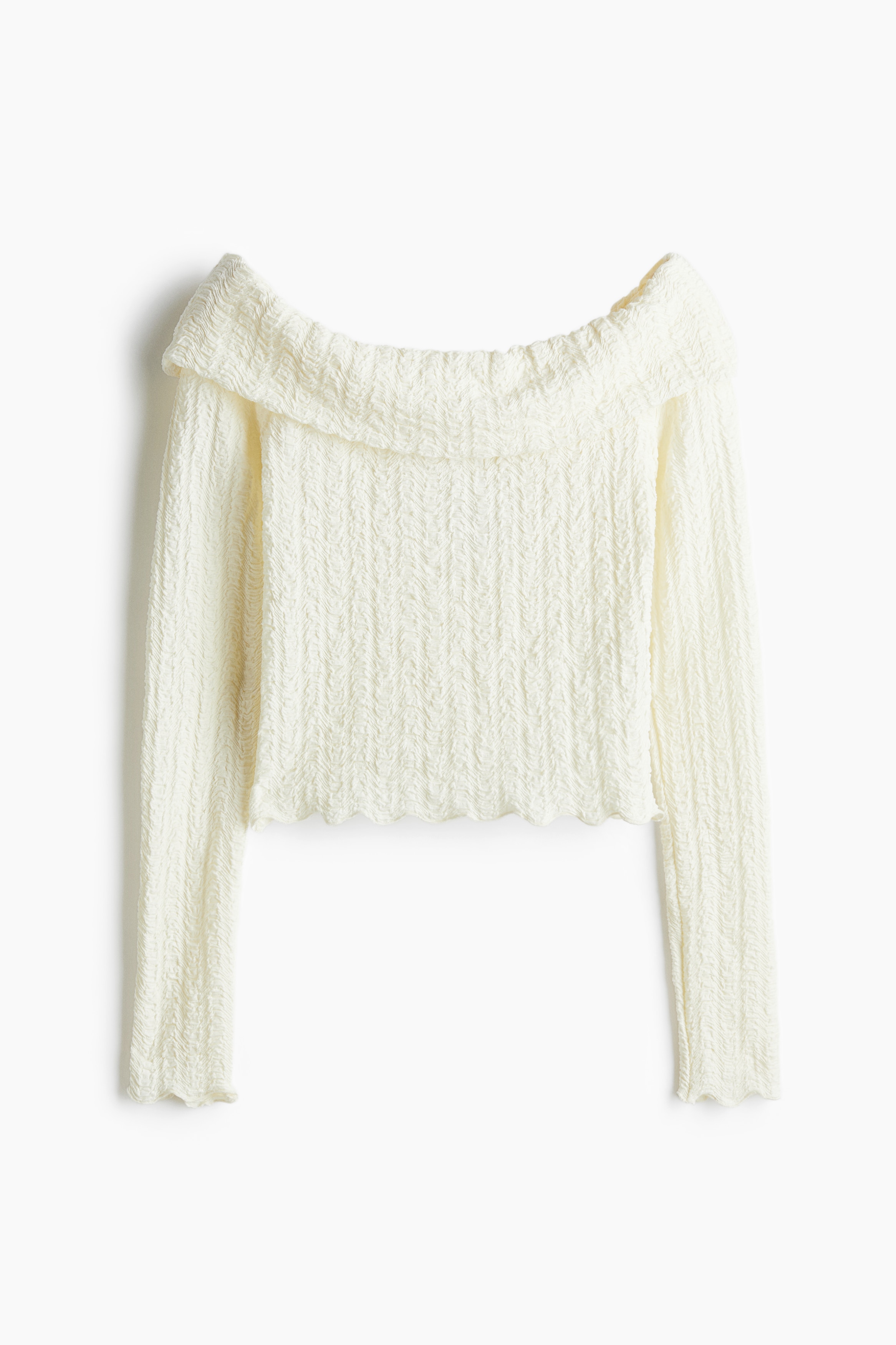 Ladies - Cream Textured off-the-shoulder top - Size: XS  - H&M