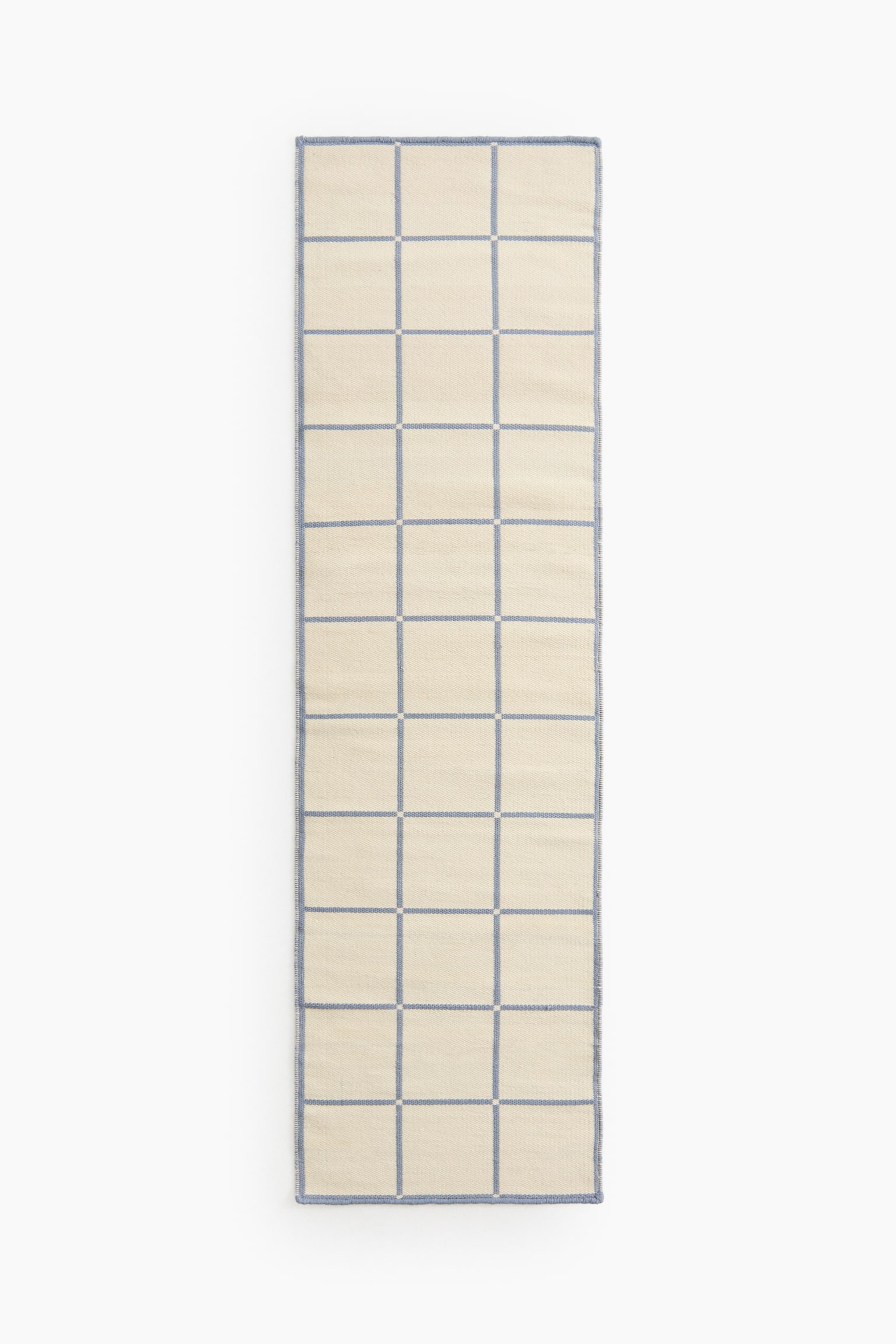 Reversible Wool-Blend Runner Rug - Dusty blue/cream - 1
