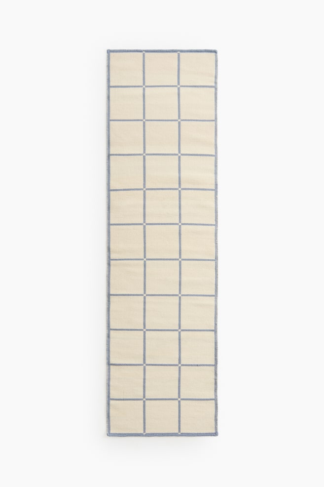 Reversible Wool-Blend Runner Rug - Dusty blue/cream - 1