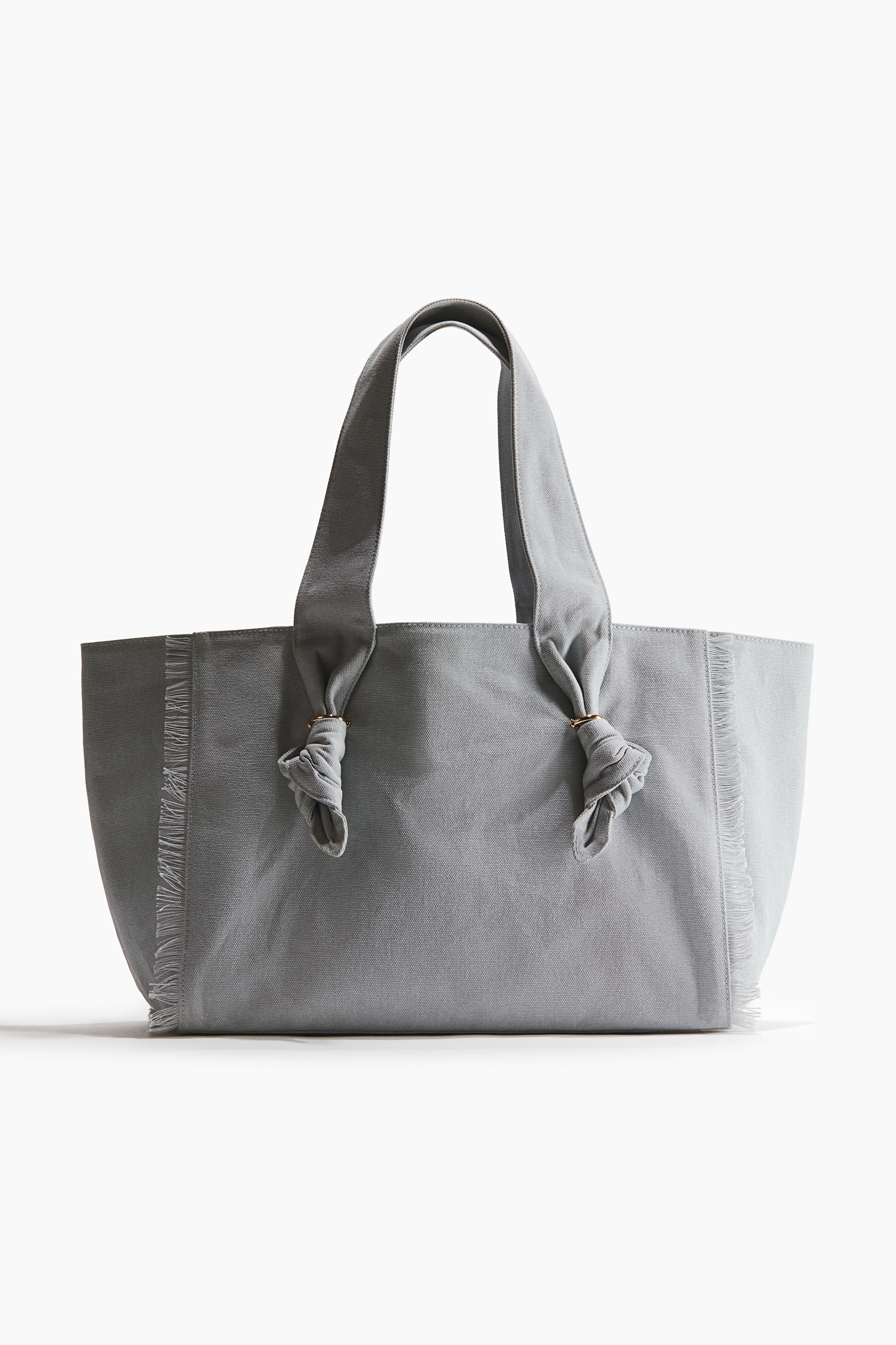 Knot-detail tote bag - Pale dusty blue/Dusty yellow/Dark mole