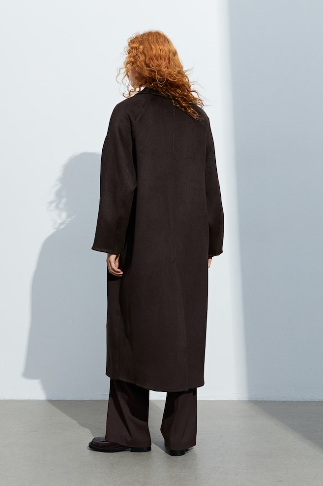 Wool-blend coat - Dark brown/Light beige - 5