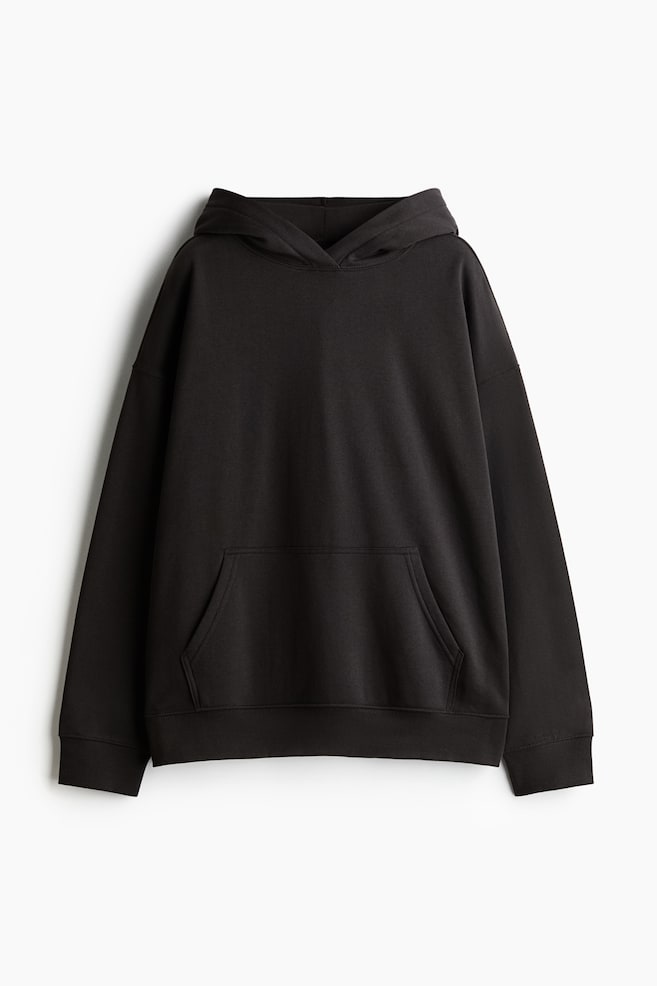 Felpa oversize con cappuccio - Nero/Grigio chiaro mélange/Wellness - 1