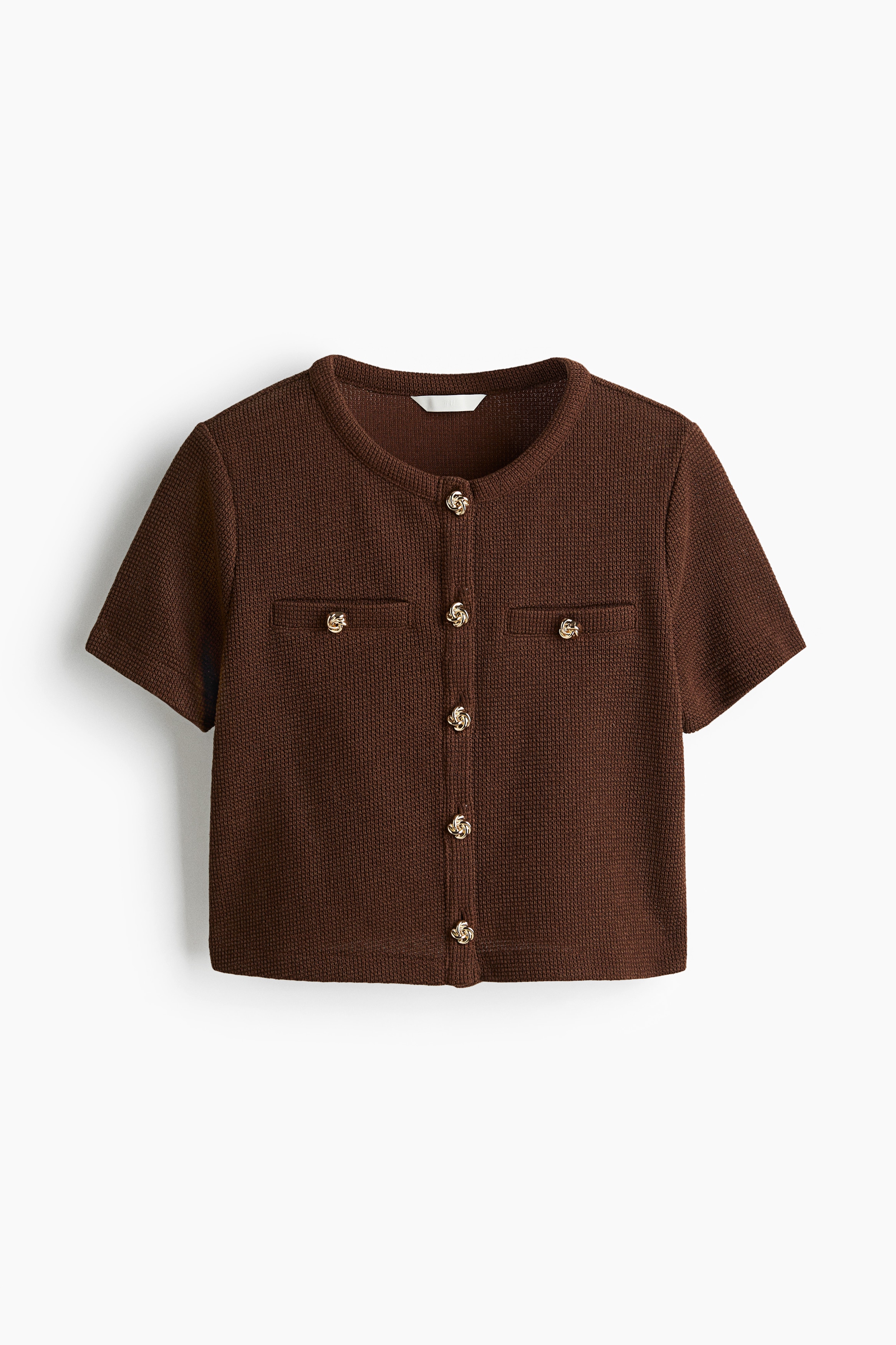 Textured jersey cardigan - Dark brown
