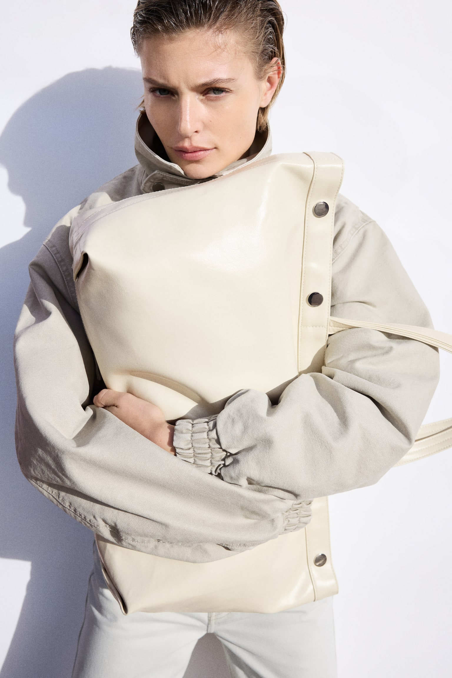 Coated canvas tote bag - Light beige - 5