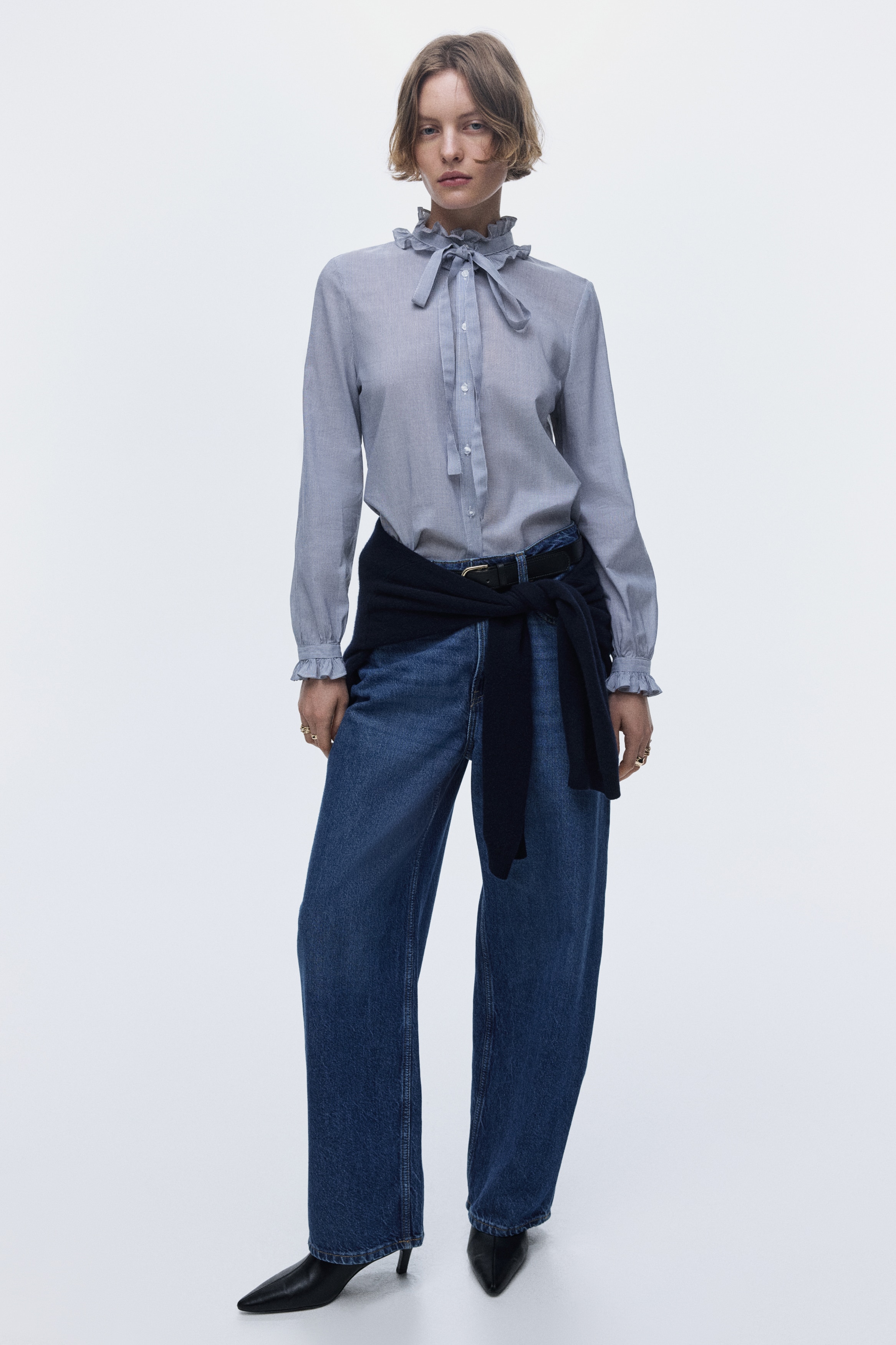 Frill-trimmed blouse