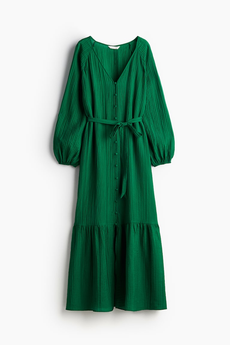 Women's Green Tie-belt crpe dress | H&M IN