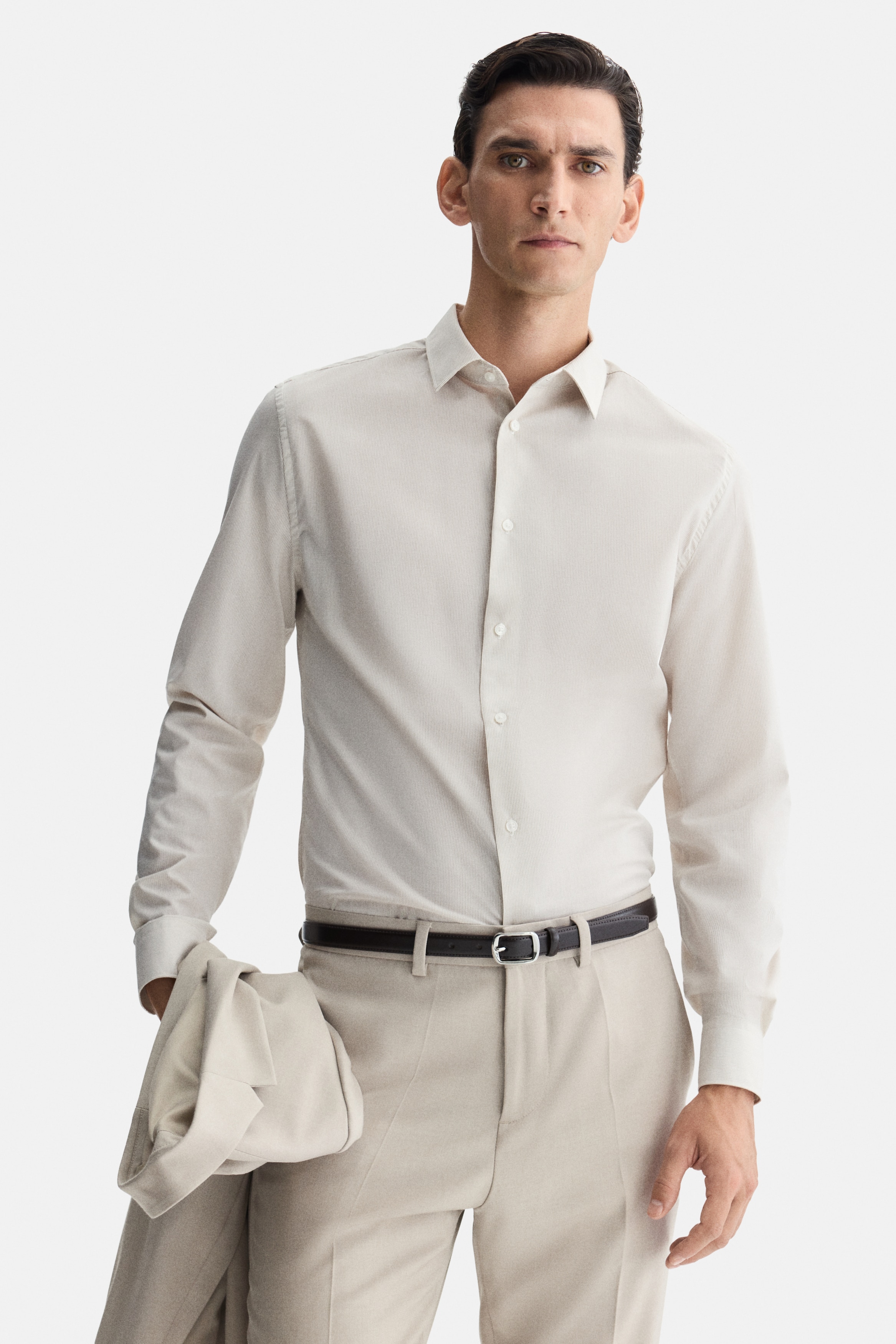 Slim Fit Easy-iron Shirt - Light beige/White/Black/Light blue/Light blue/striped/Blue/striped/Light pink/striped/Light blue/striped/Navy blue