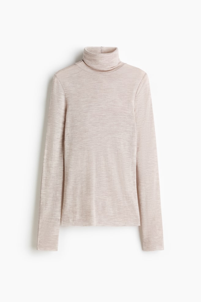 Wool polo neck top - Light greige marl/Dark mole marl/Grey marl/Black - 1