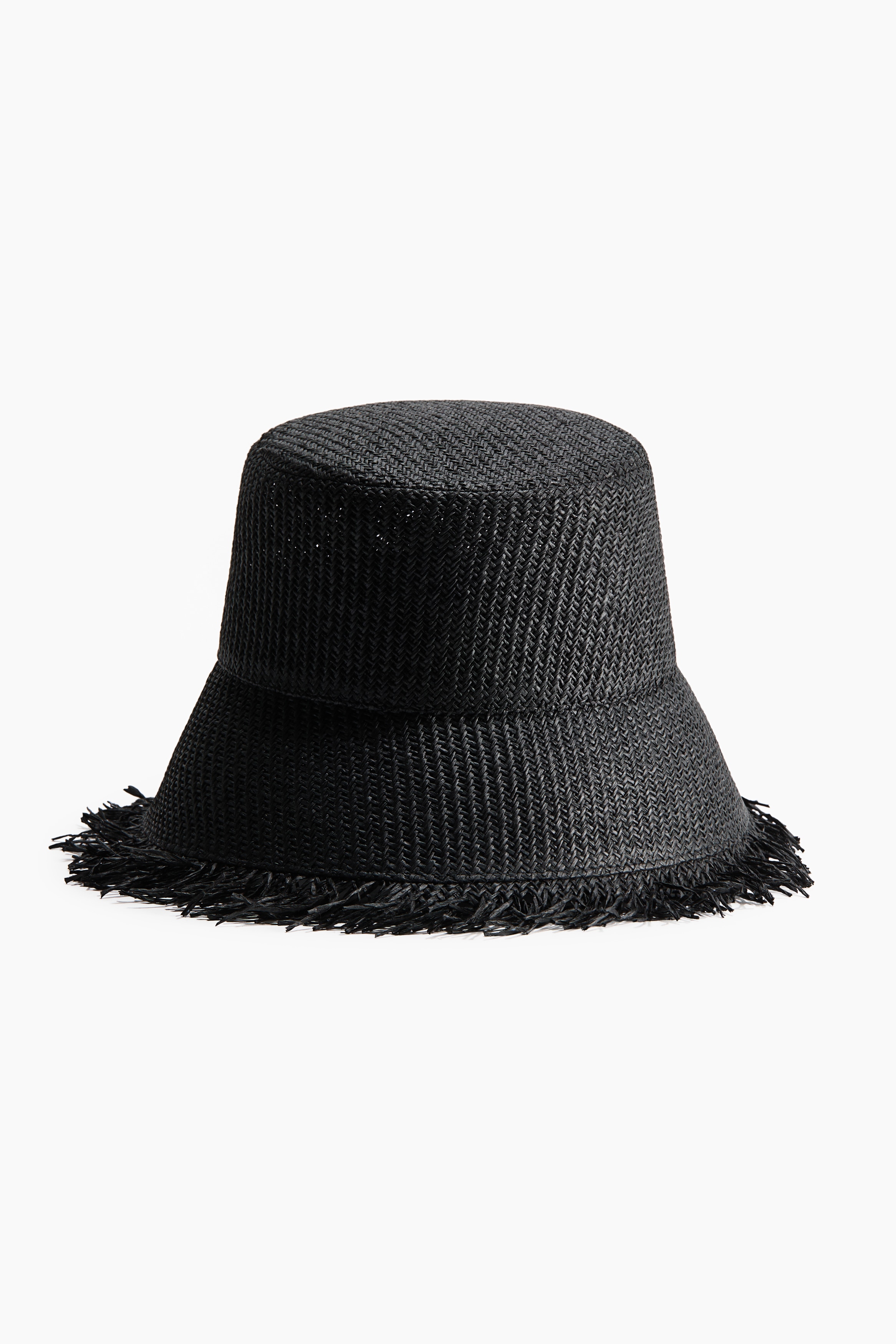 Straw Bucket Hat - Black