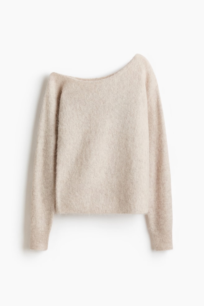 Alpaca-Blend One-Shoulder Sweater - Light beige/Light yellow - 1