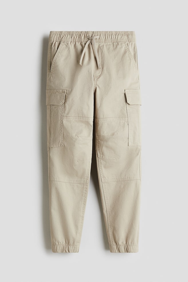 Cotton Cargo Joggers - Beige/Black - 1