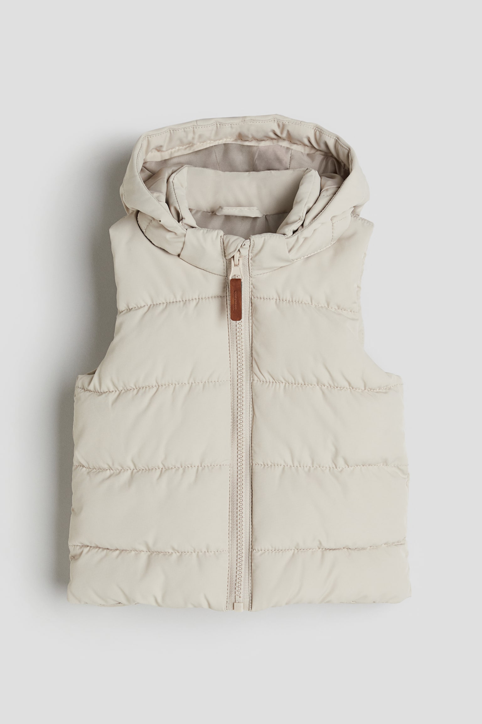 Hooded puffer gilet - Light beige - 2