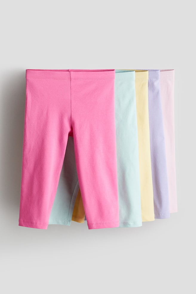 5-pack cotton Capri leggings - Pink/Light pink/Pink/Mint green/Pink/Light beige/Pink/White/Black - 1