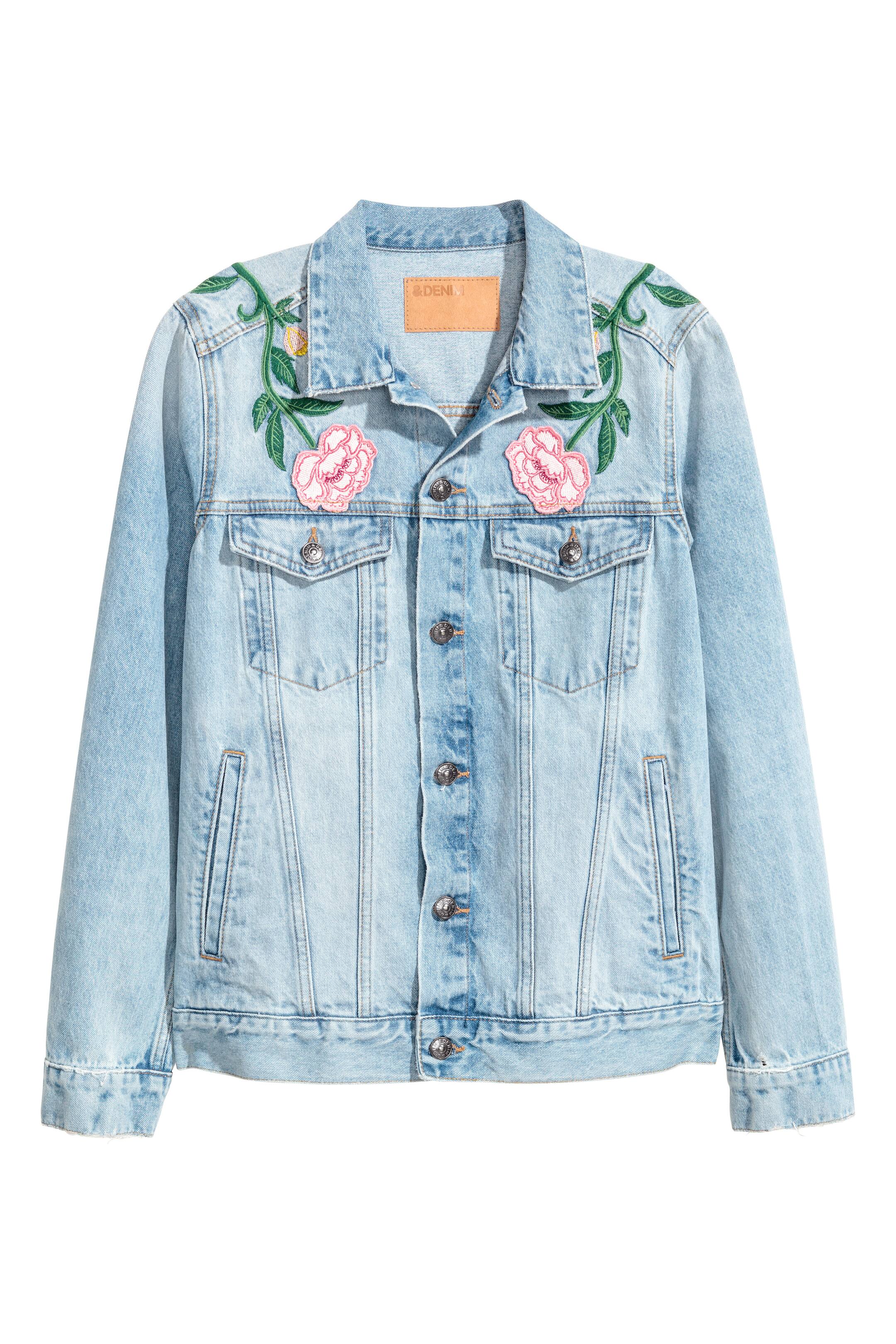 View larger image: Embroidered denim jacket - Light denim blue/Floral - Ladies | H&M GB 1