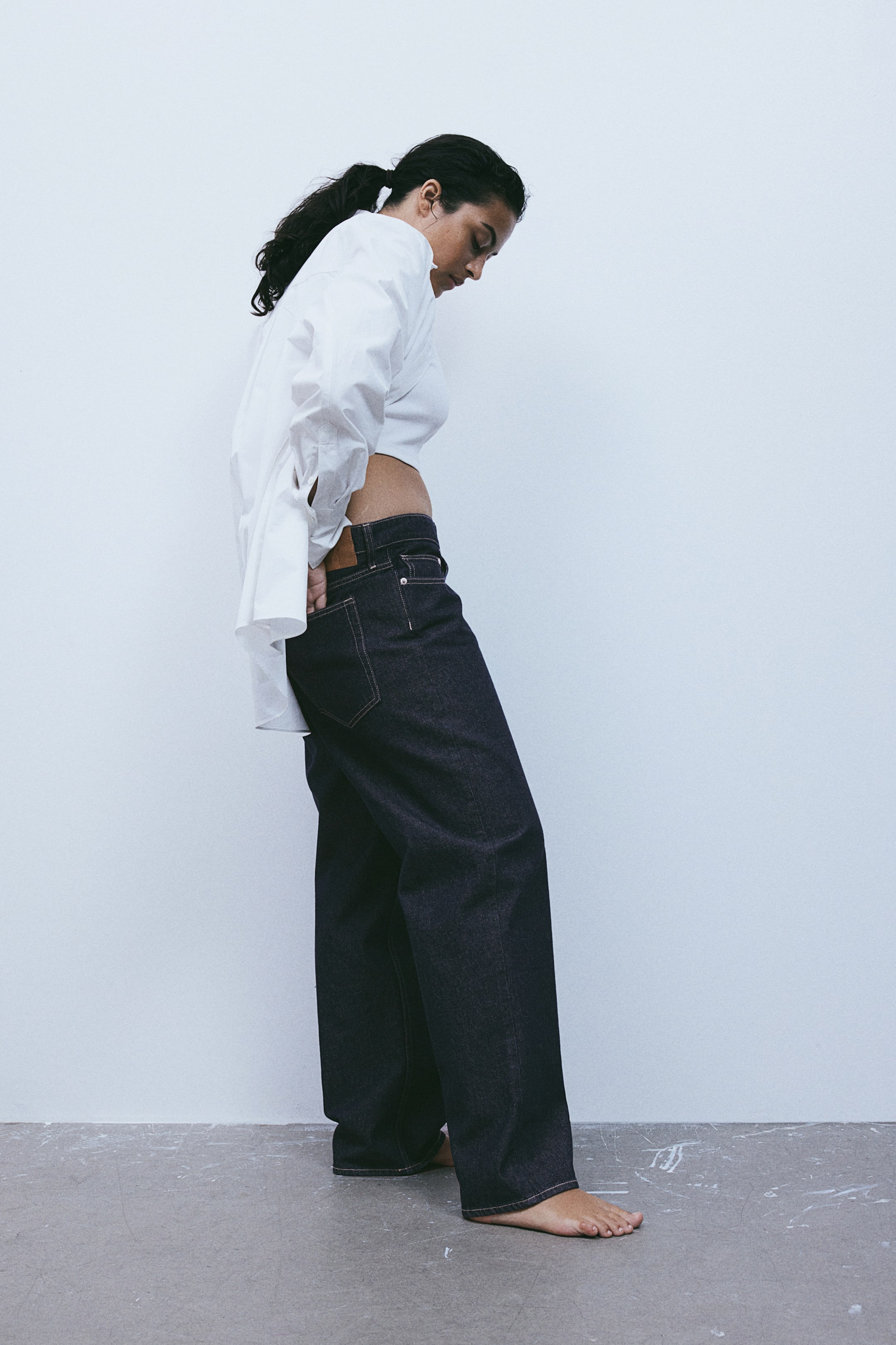 90s Baggy Low Jeans - Low waist - Long - Dark denim blue - Ladies | H&M US