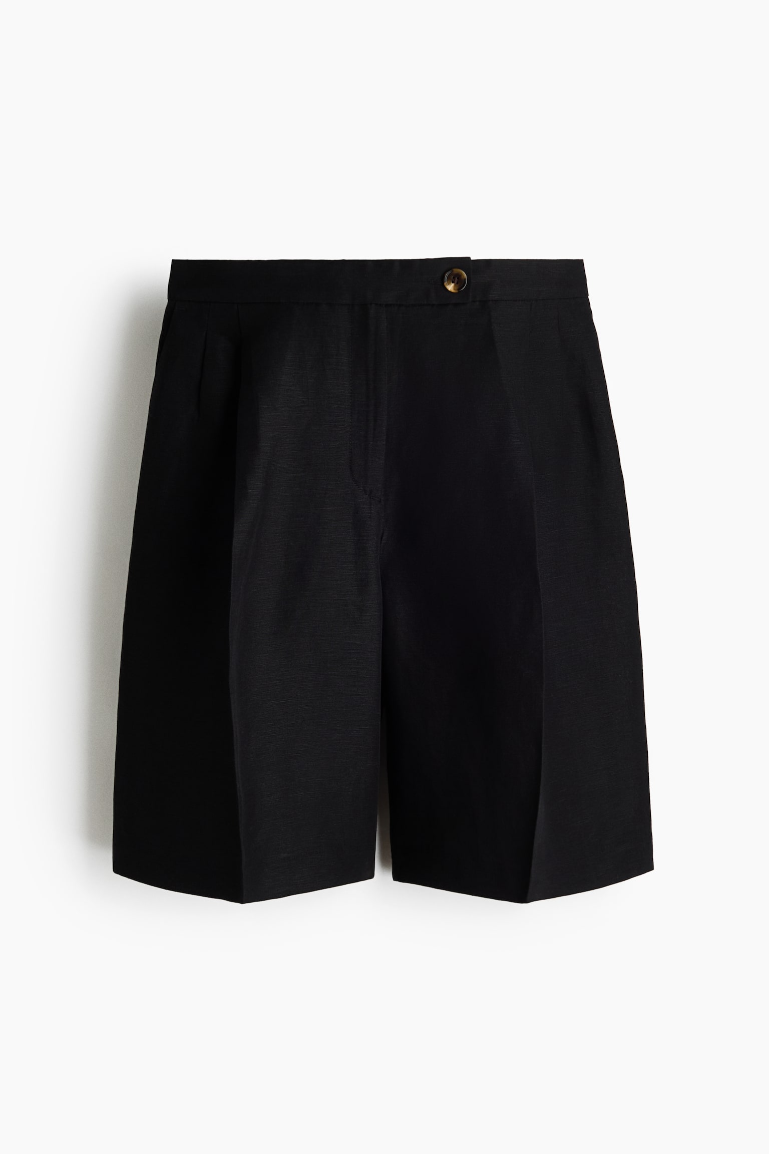 Short Bermuda en lin mélangé - Noir/Brun foncé/Crème/Beige - 1