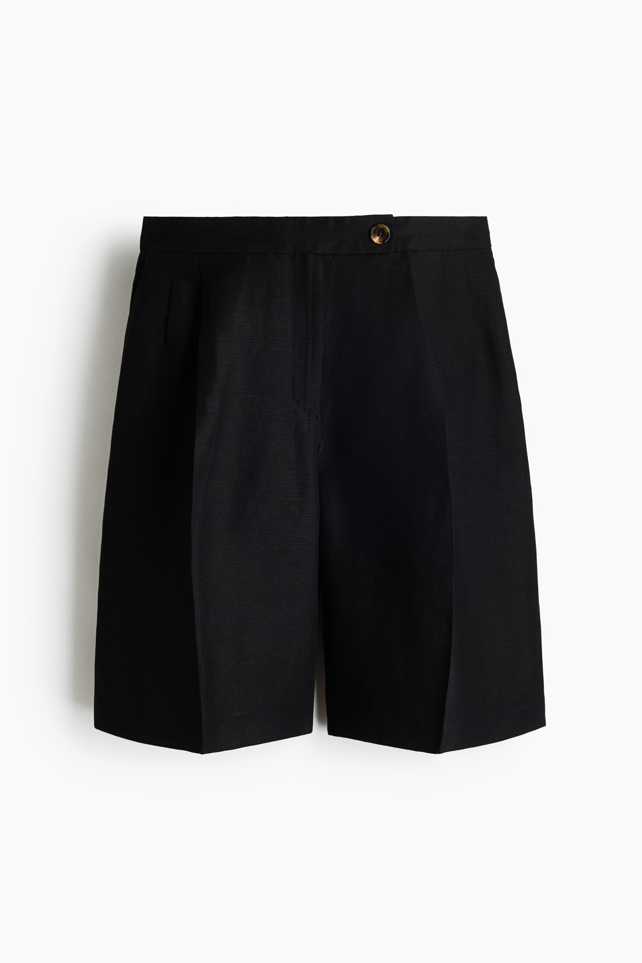 拡大画像を表示: リネンブレンドバミューダパンツ - ブラック - レディース | H&M JP 1