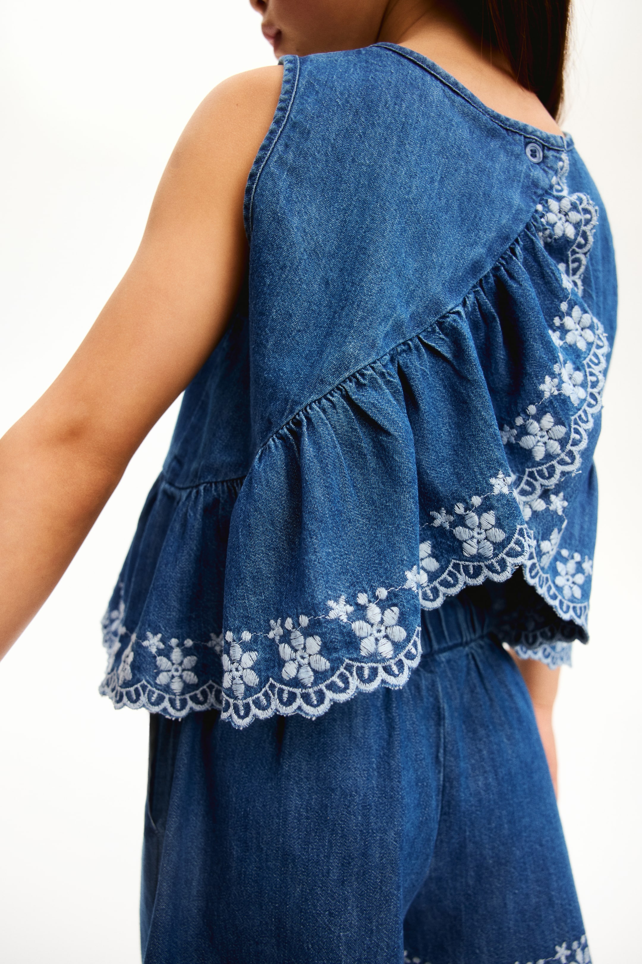 2-Piece Embroidered Cotton Denim Set