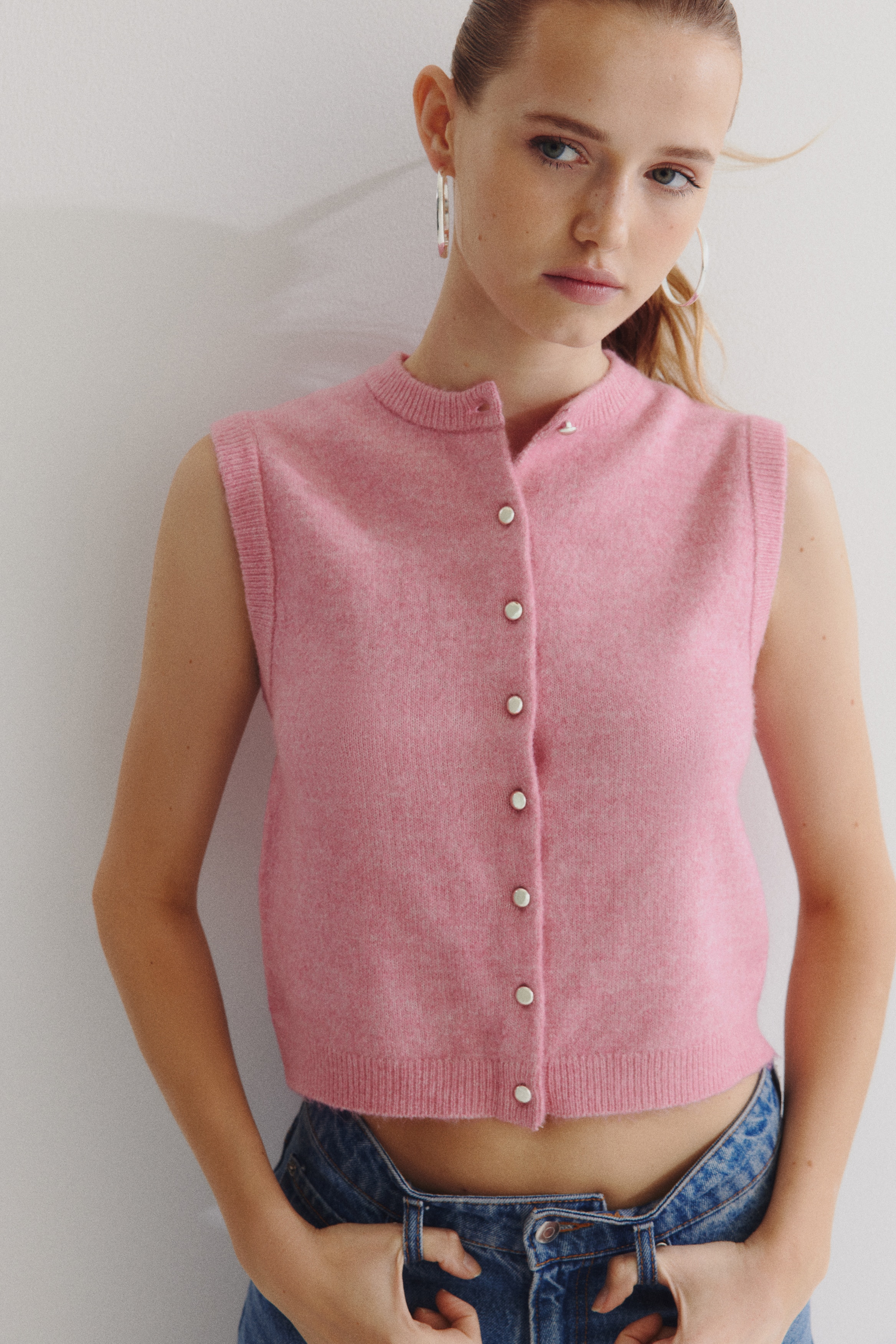 ニットベスト - ピンクメランジ - レディース | H&M JP