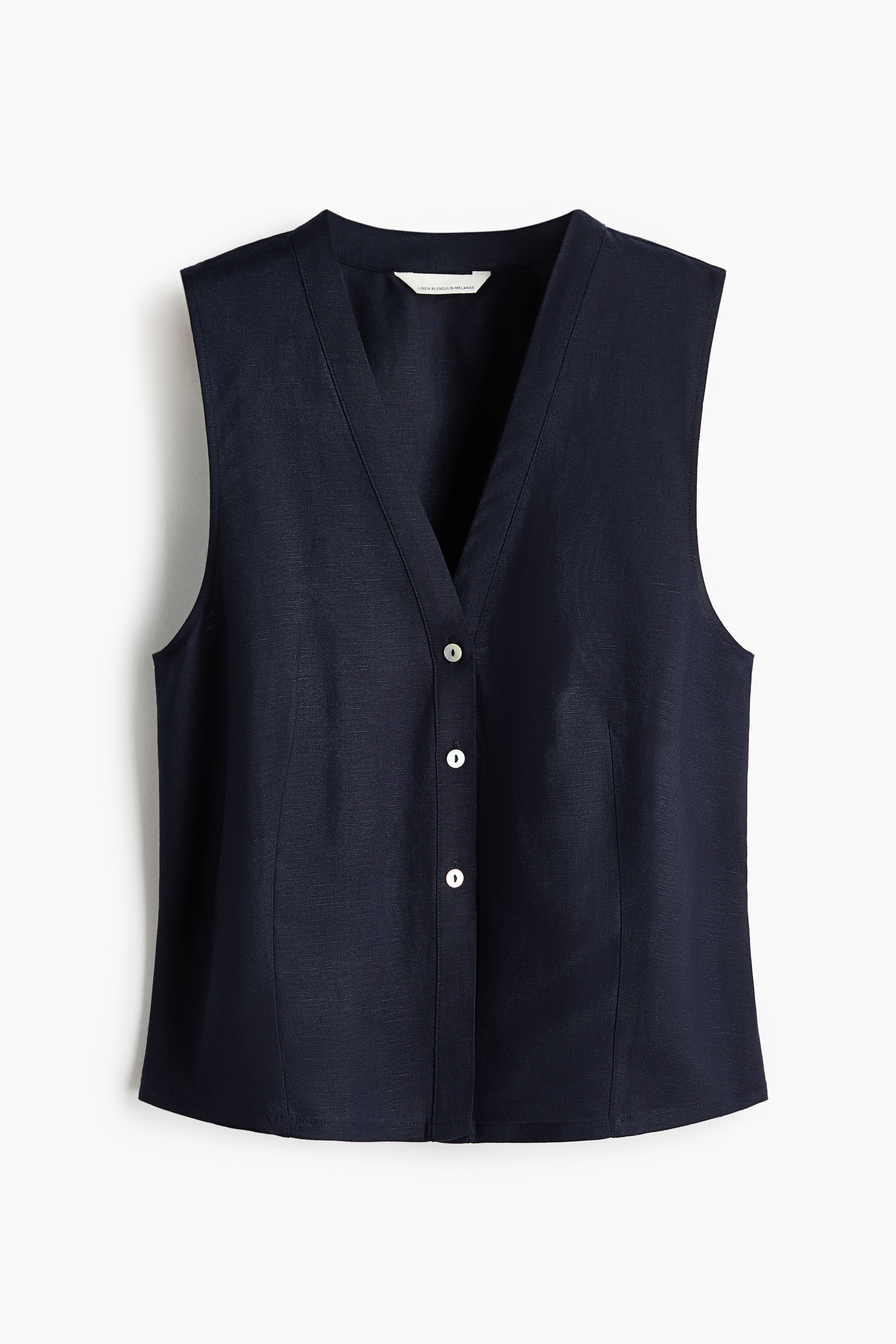 Sleeveless Linen-Blend Shirt