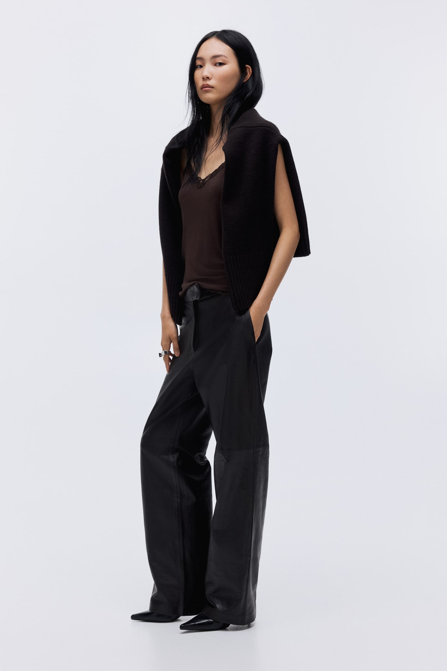 Trägertop mit Spitze - Dunkelbraun/Dunkles Mattrosa - 6