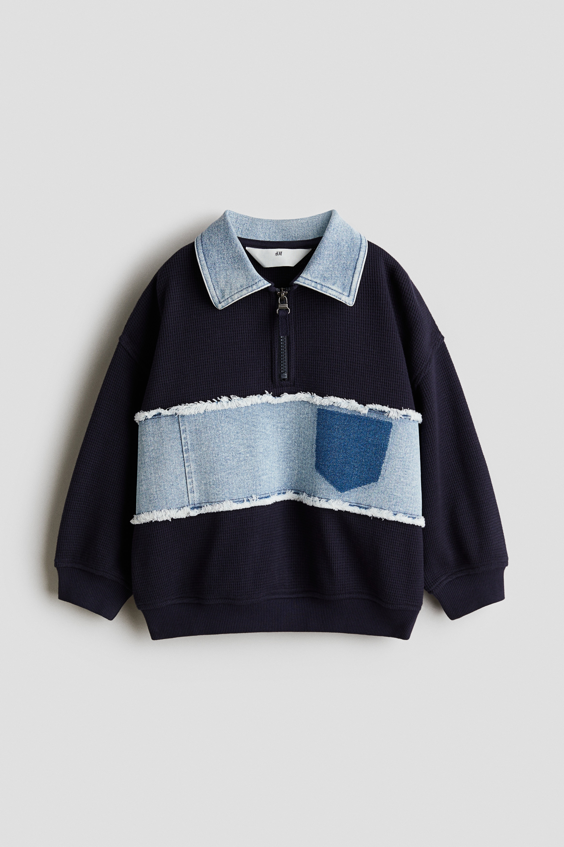 Motif-detail zip-top sweatshirt - Blue/Block-coloured/Cream/Fantasy/Khaki green/Adventure