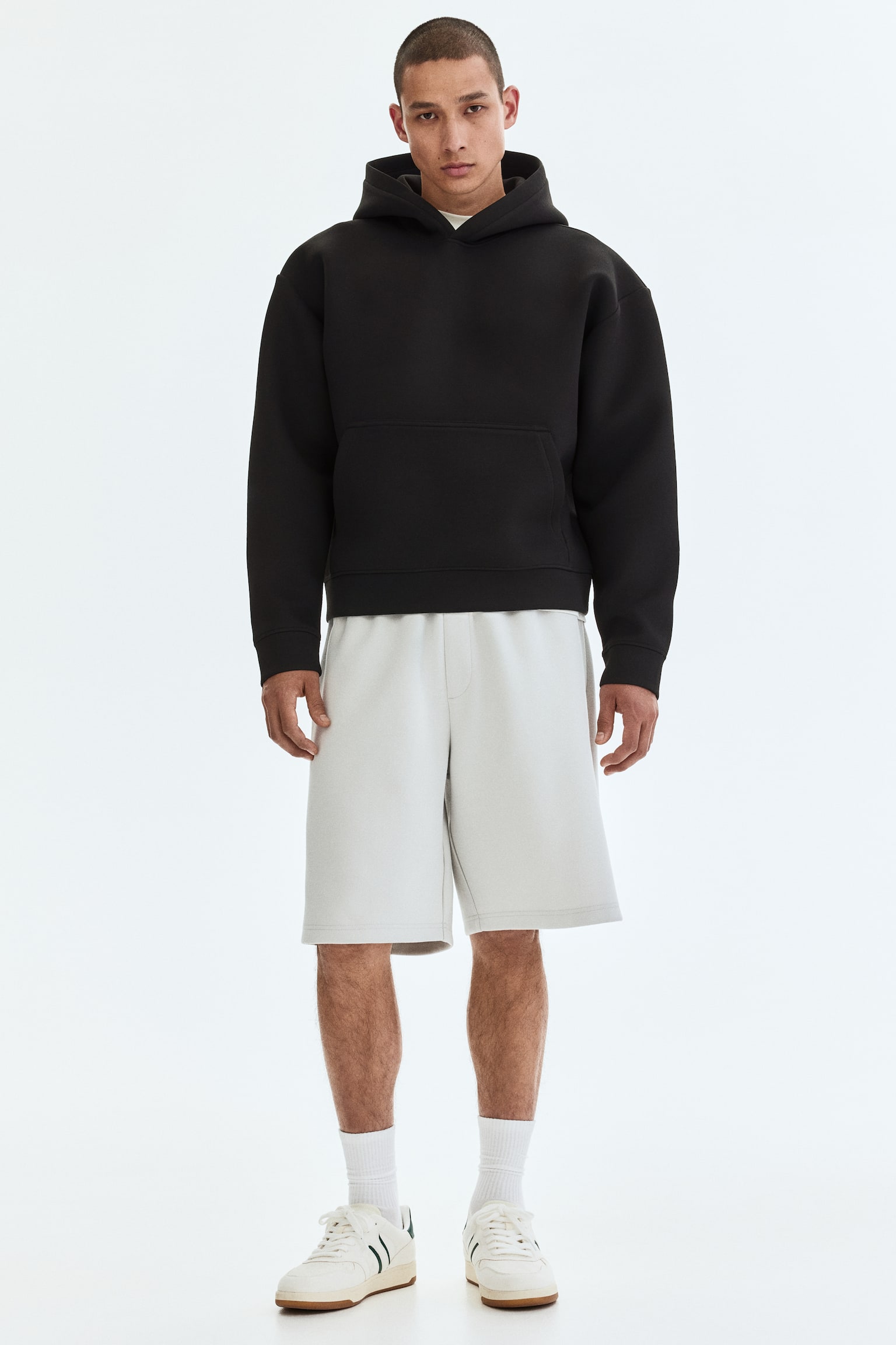 Мужское худи H&M Loose-Fit Scuba, цвет: Чёрный — фото 3