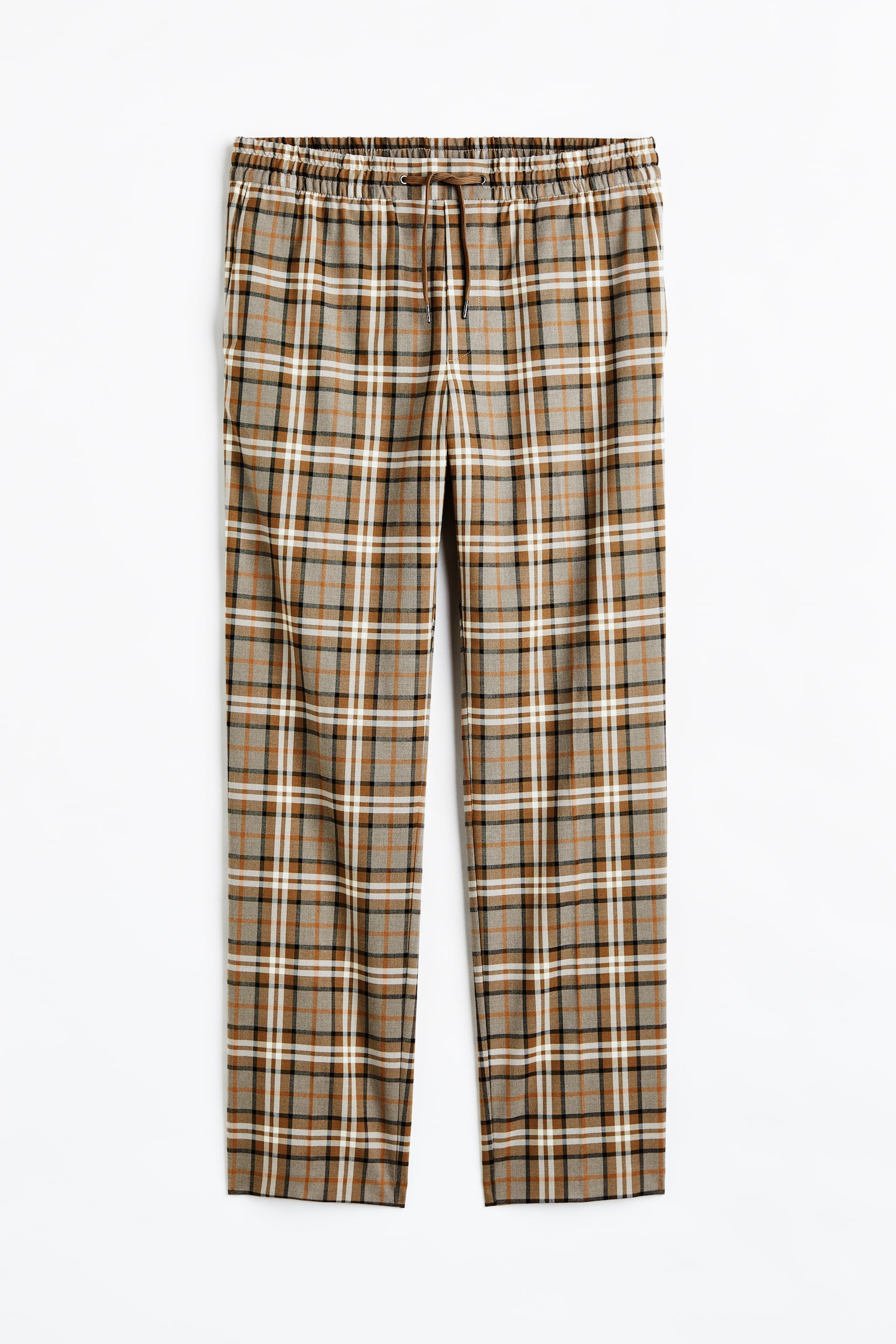 Regular Fit Joggers - Light brown/Check