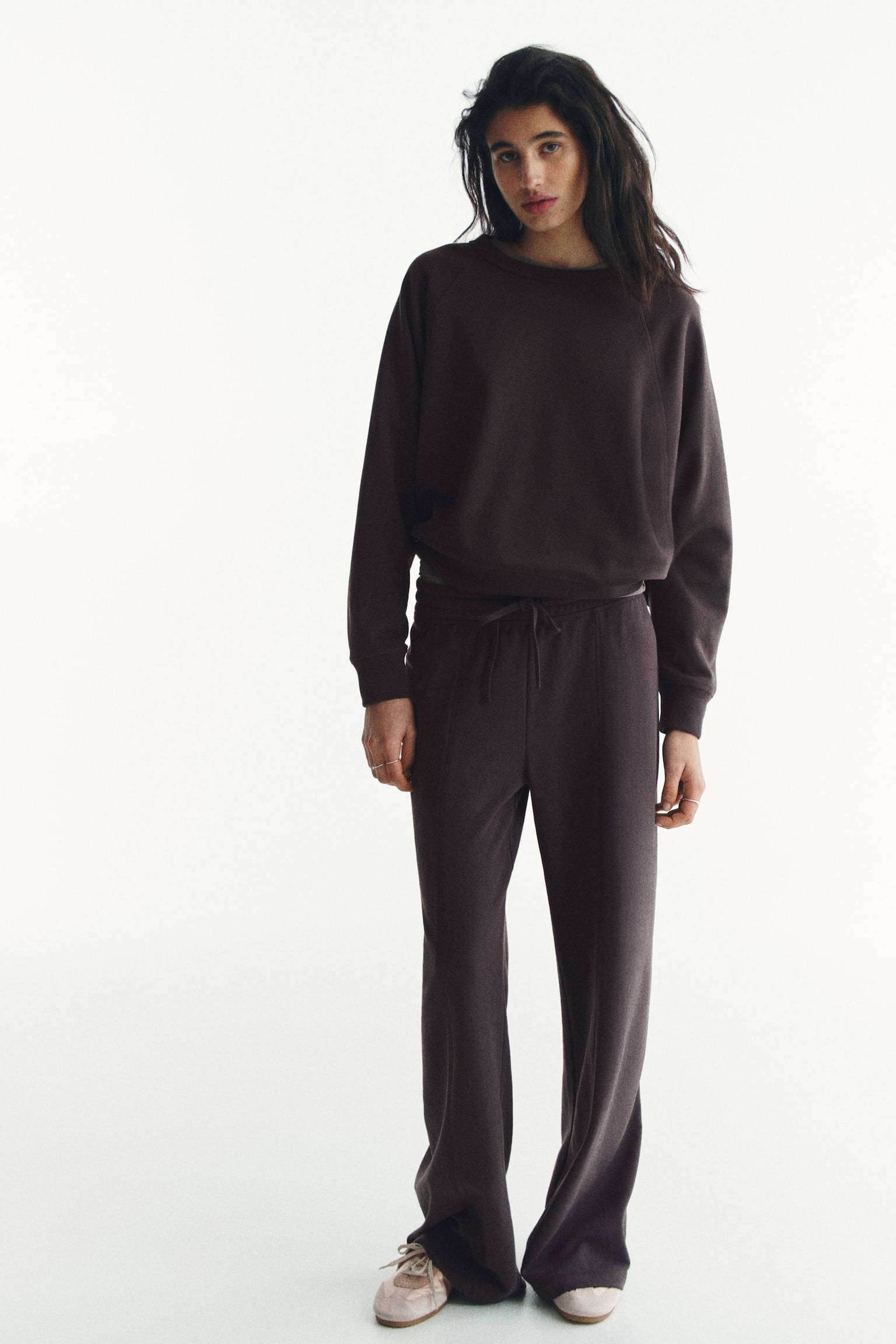 סווטשירט עם שרוולי רגלן - אפור כמהין/חום כהה/אפור בהיר מלאנז' - 3