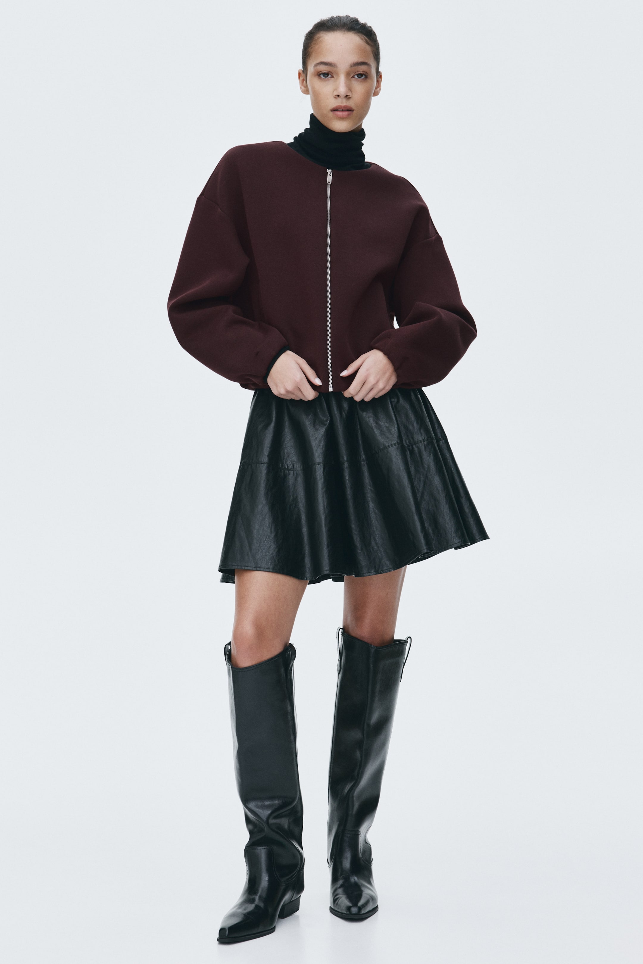 查看大圖: 潛水衣布料拉鍊運動衫 - 酒紅色 - Ladies | H&M 2