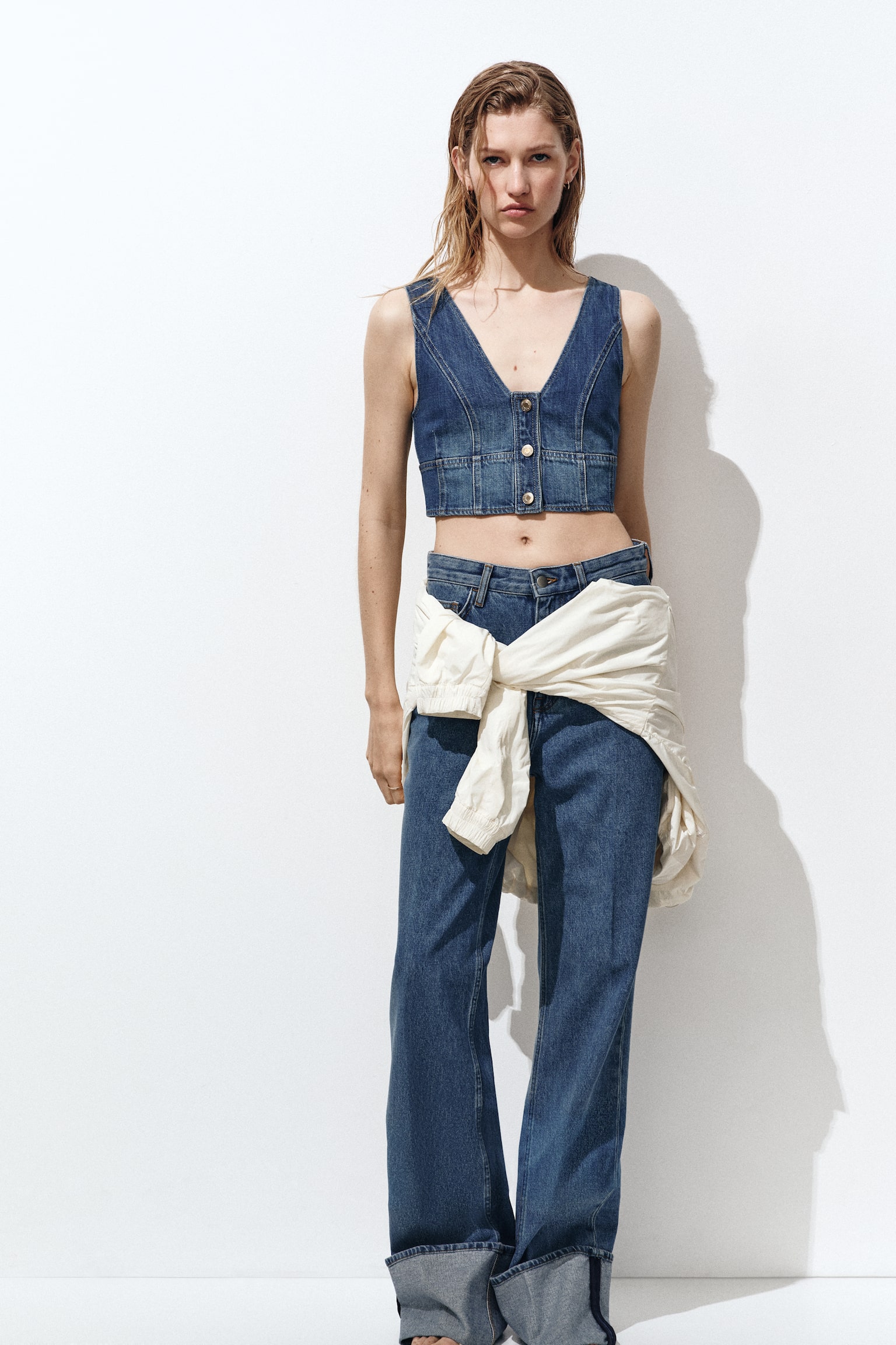 Denim crop top-Denim blue - 4