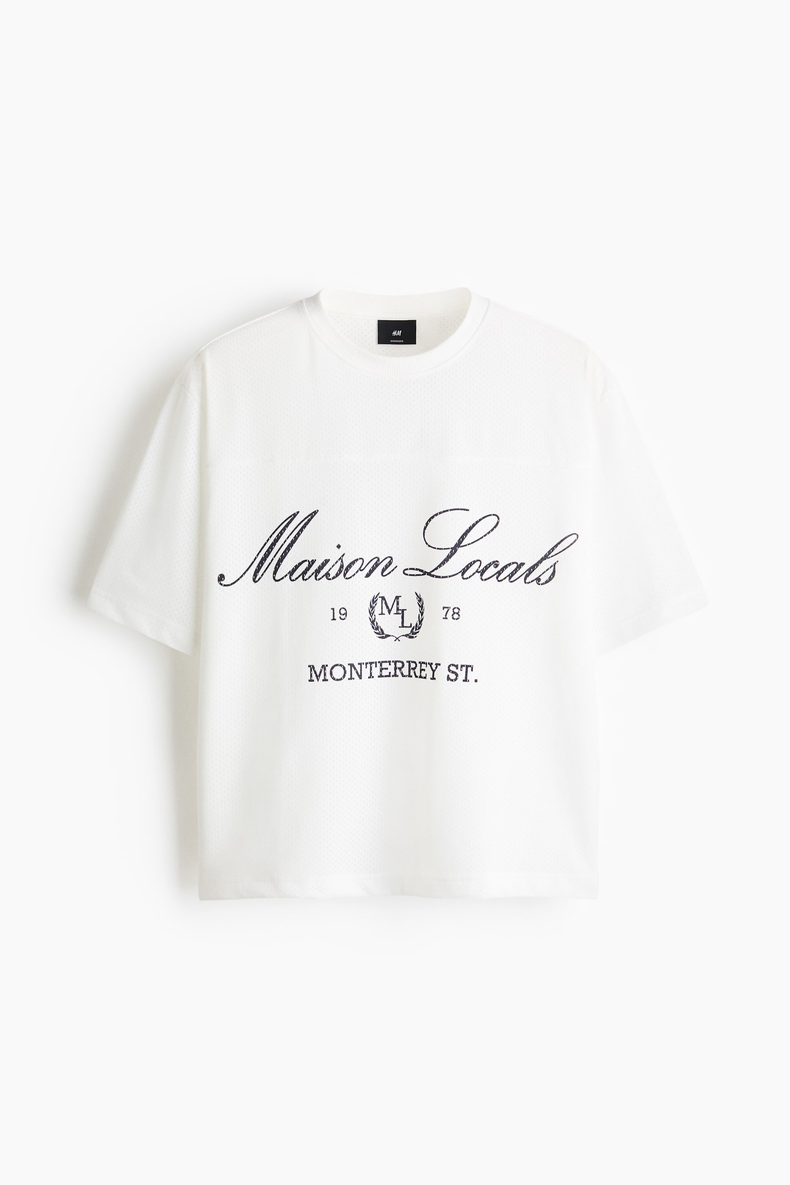 Bedrucktes Oversized T-Shirt aus Mesh - White/Maison Locals/Navy blue/Maison Locals