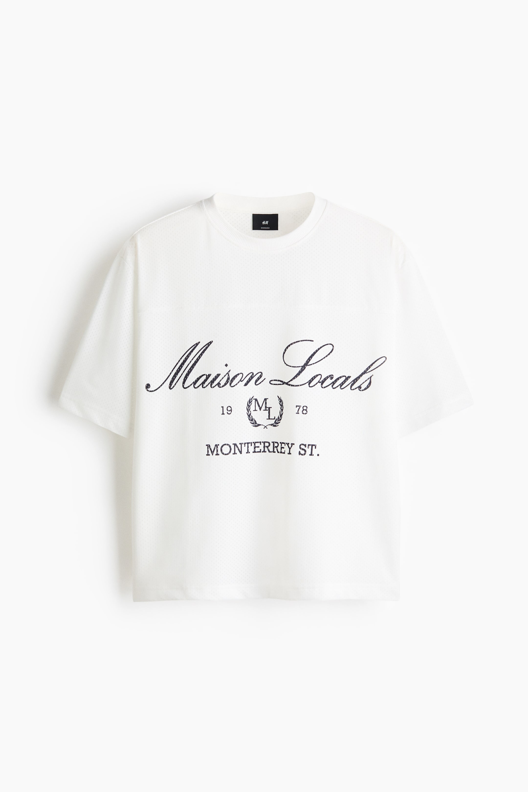 Grösseres Bild ansehen: Bedrucktes Oversized T-Shirt aus Mesh - White/Maison Locals - HERREN | H&M CH 1