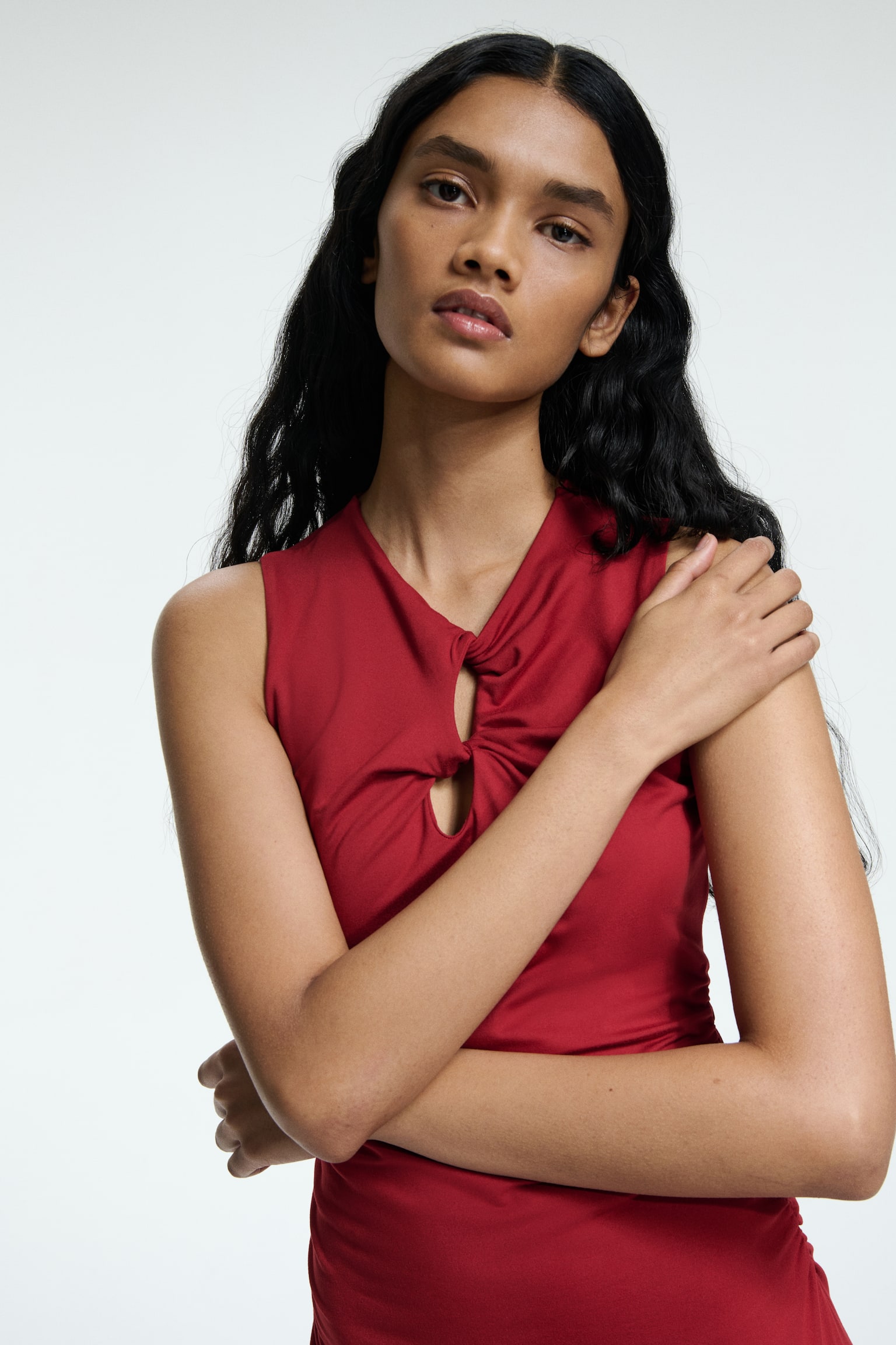 Twist-detail dress - Rojo/Azul claro/Gris oscuro - 5