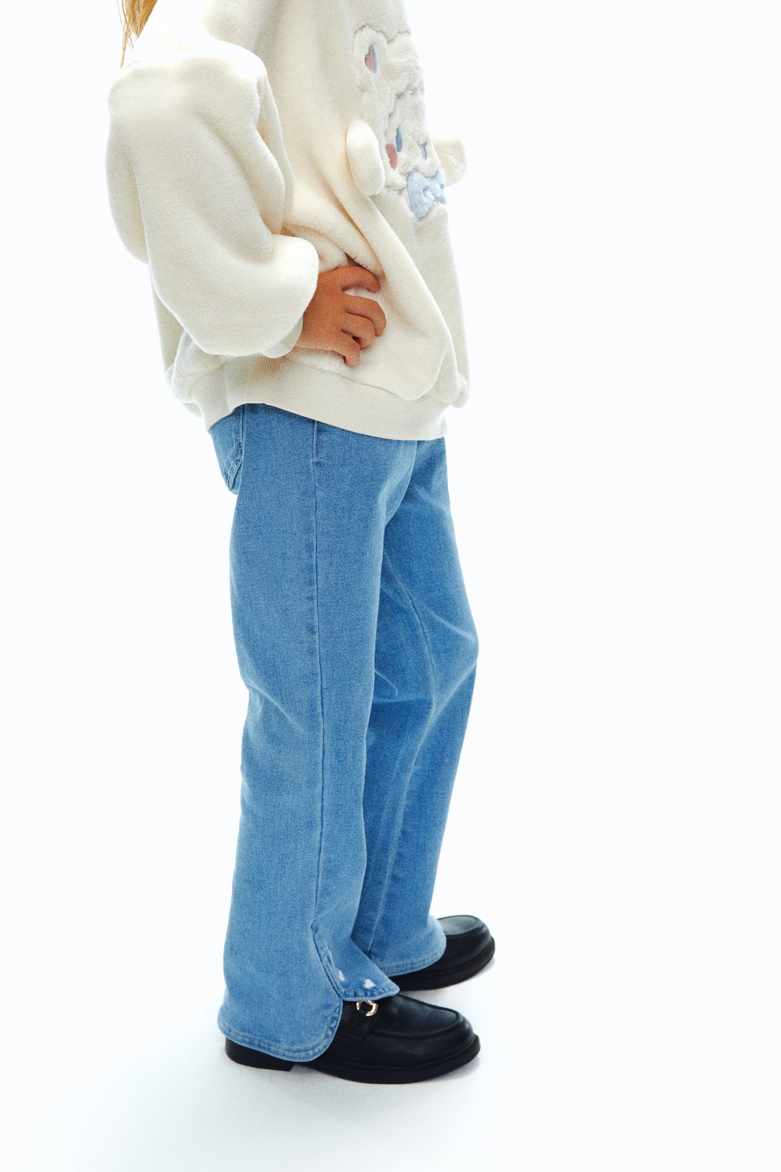 刺繡丹寧牛仔內搭褲 - 淺丹寧藍/愛心 - 5