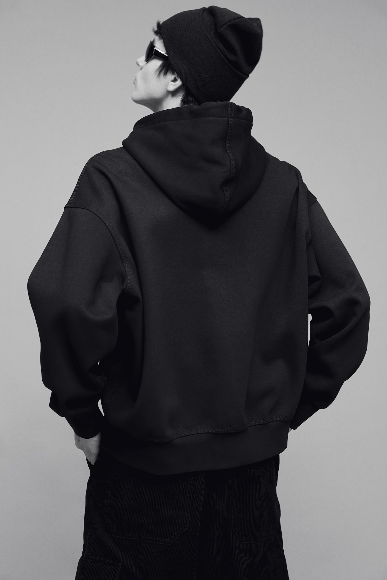 Oversized Fit Zip-through hoodie - Black/Light grey marl/Navy blue/White - 4