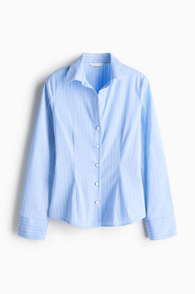 Fitted shirt - Light blue/Pinstriped/Dark red/Cream striped/Dark blue/Striped/White - 1