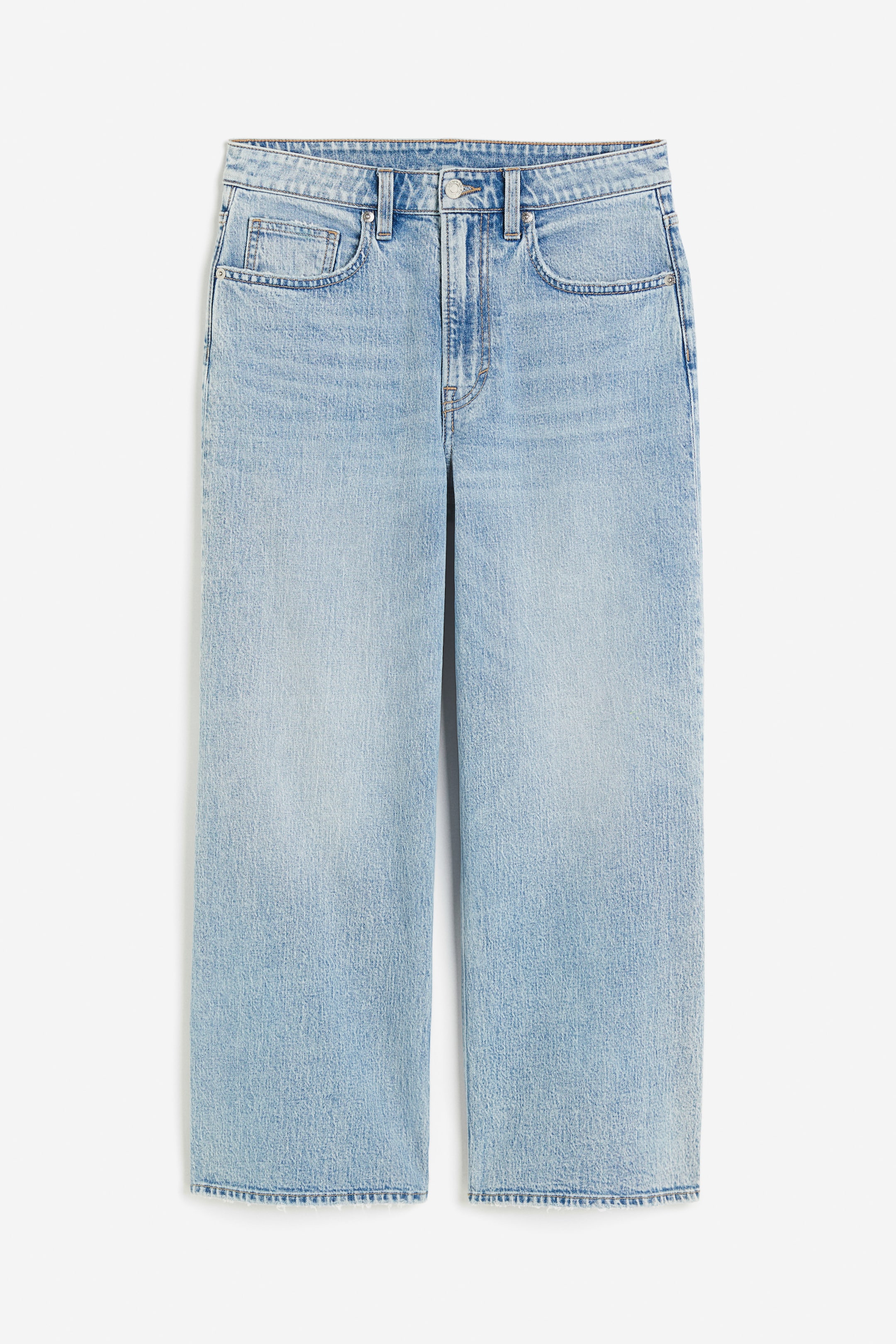 Wide High Cropped Jeans - Light denim blue - Ladies | H&M GB 5