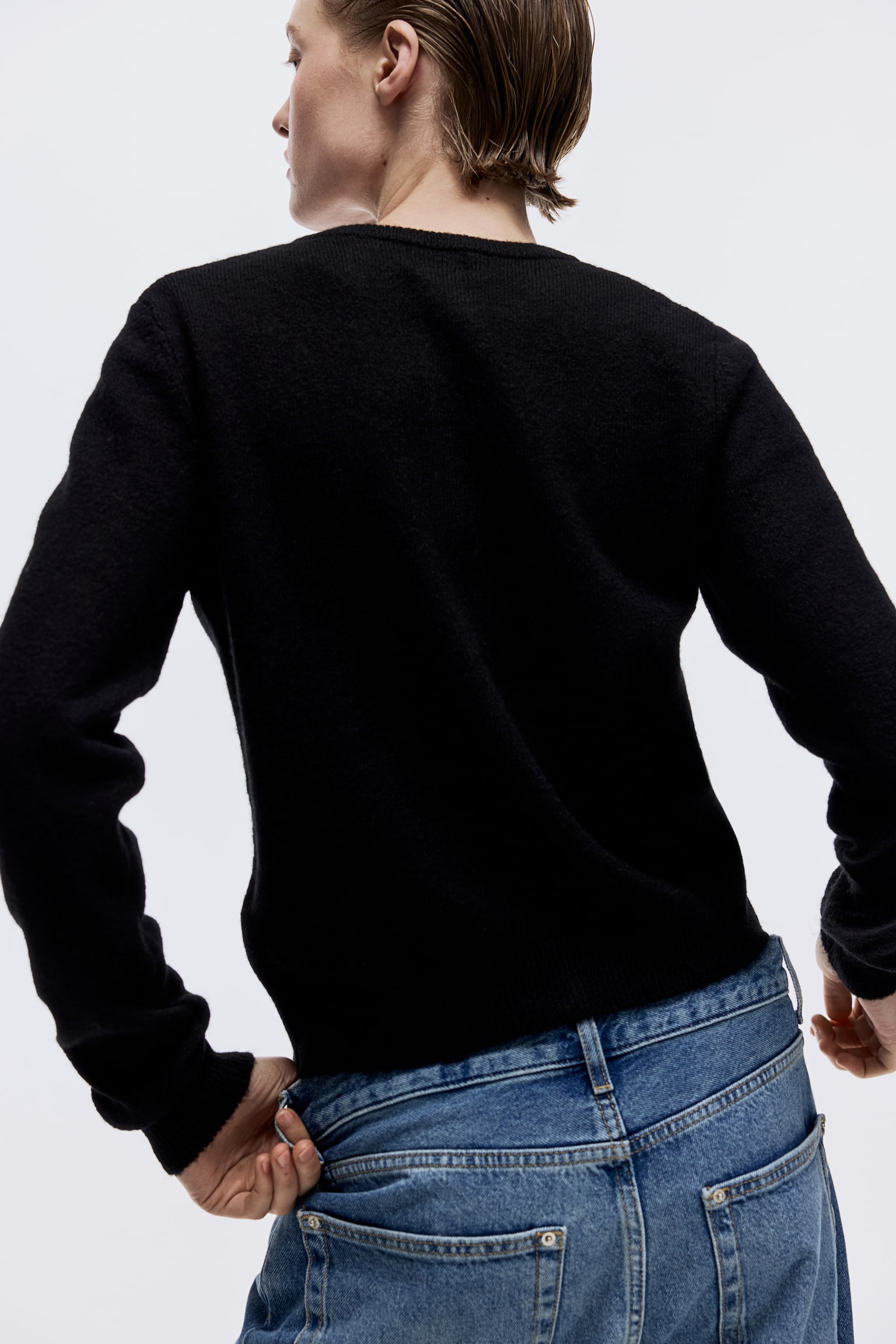 Frill-trimmed cardigan - Black - 3