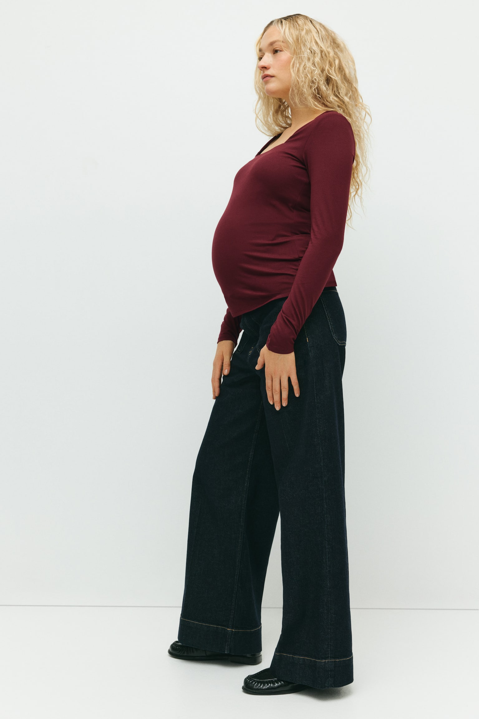 MAMA Square-neck top - Burgundy/Black - 5