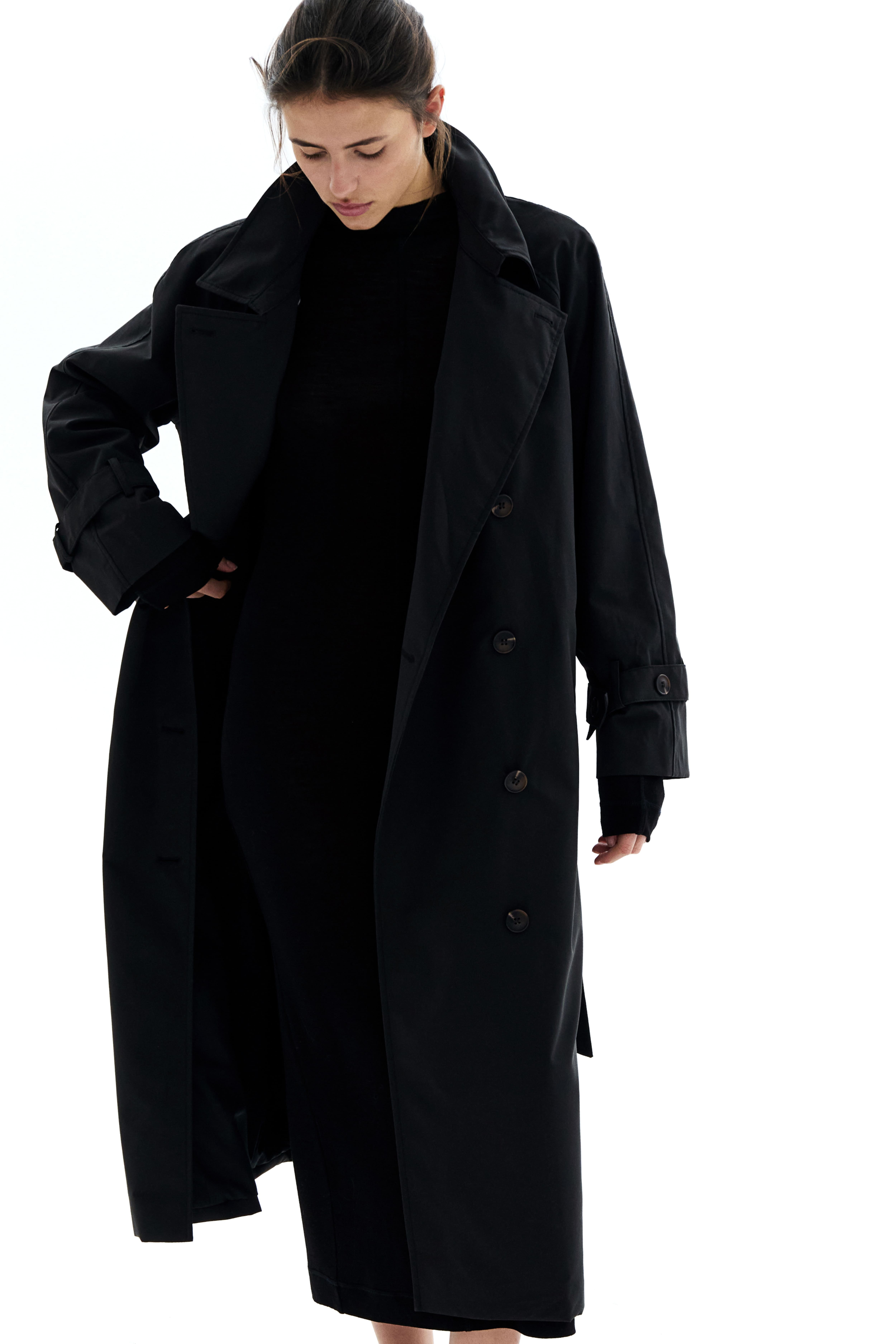 womens black trench