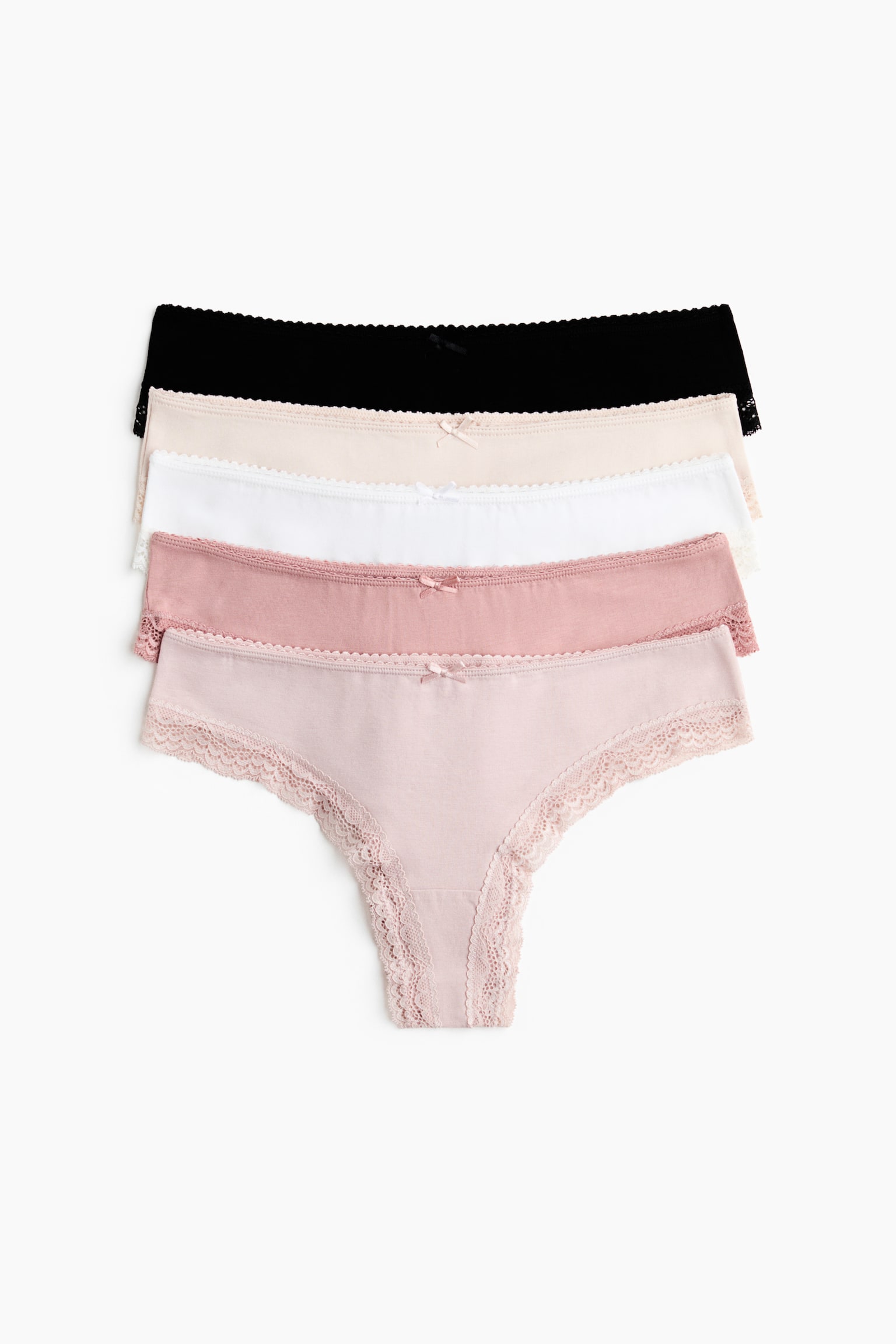 5-pack Brazilian briefs - Pink/White/Black/Light beige/Leopard print/Black/Powder pink/Dark grey marl/White/Pink floral