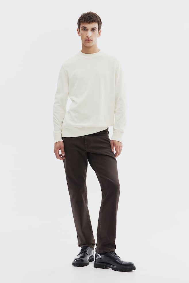 Slim Fit Fine-knit turtleneck jumper - Cream/Black - 5